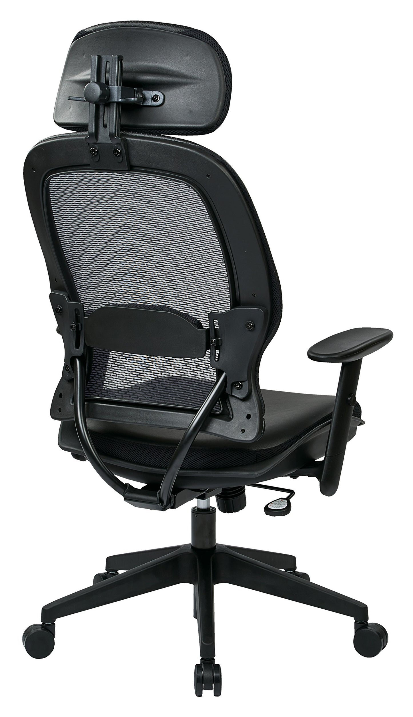 Space Seating Professional AirGrid Back and Padded Black Eco Leather Seat, 2-to-1 Synchro Tilt Control, Adjustable Arms and Tilt Tension with Nylon Base Executives Chair with Adjustable Headrest