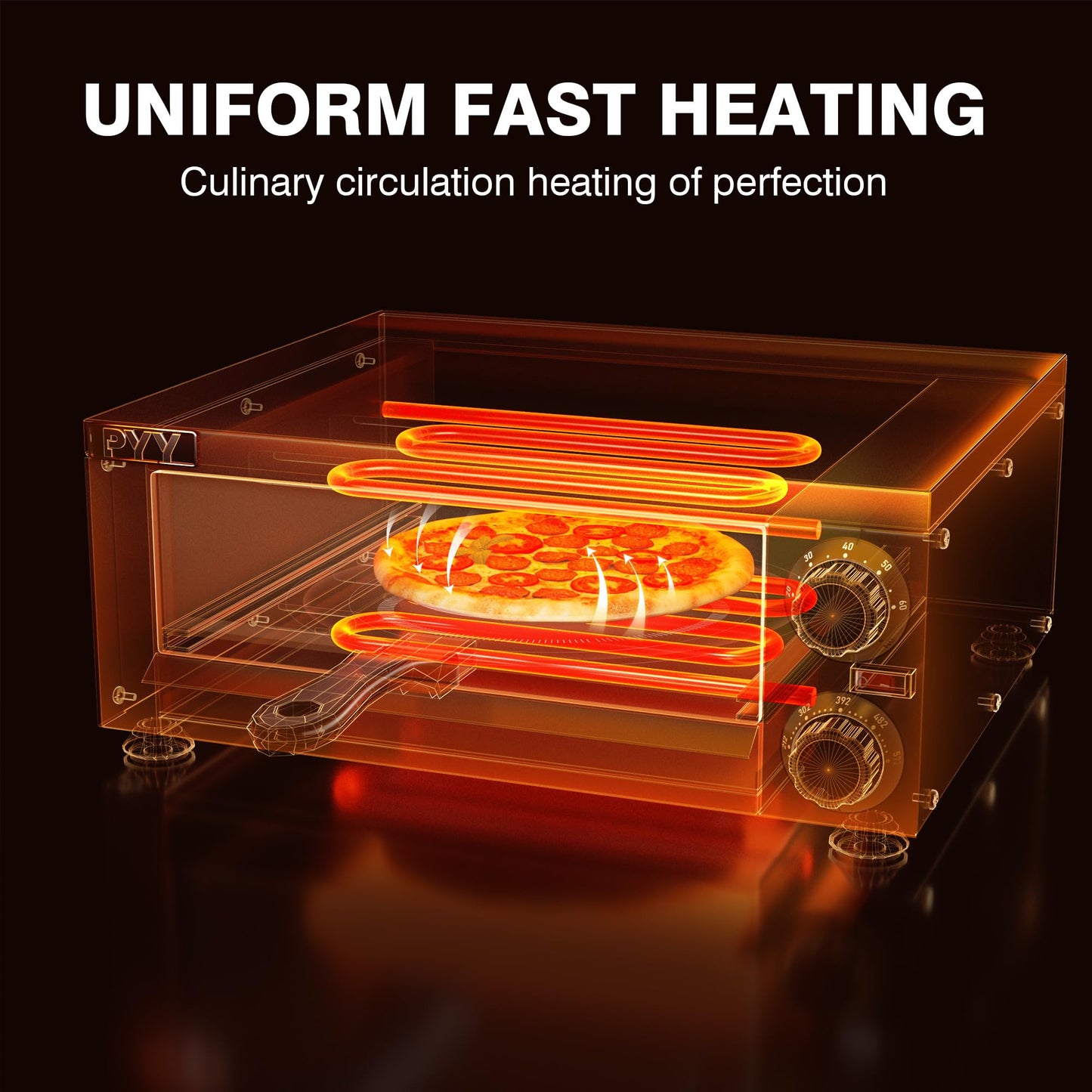 PYY Pizza Oven Indoor Electric Countertop Commercial Pizza maker with Crumb Tray Stainless Steel Pizza Cooker Machine for Home
