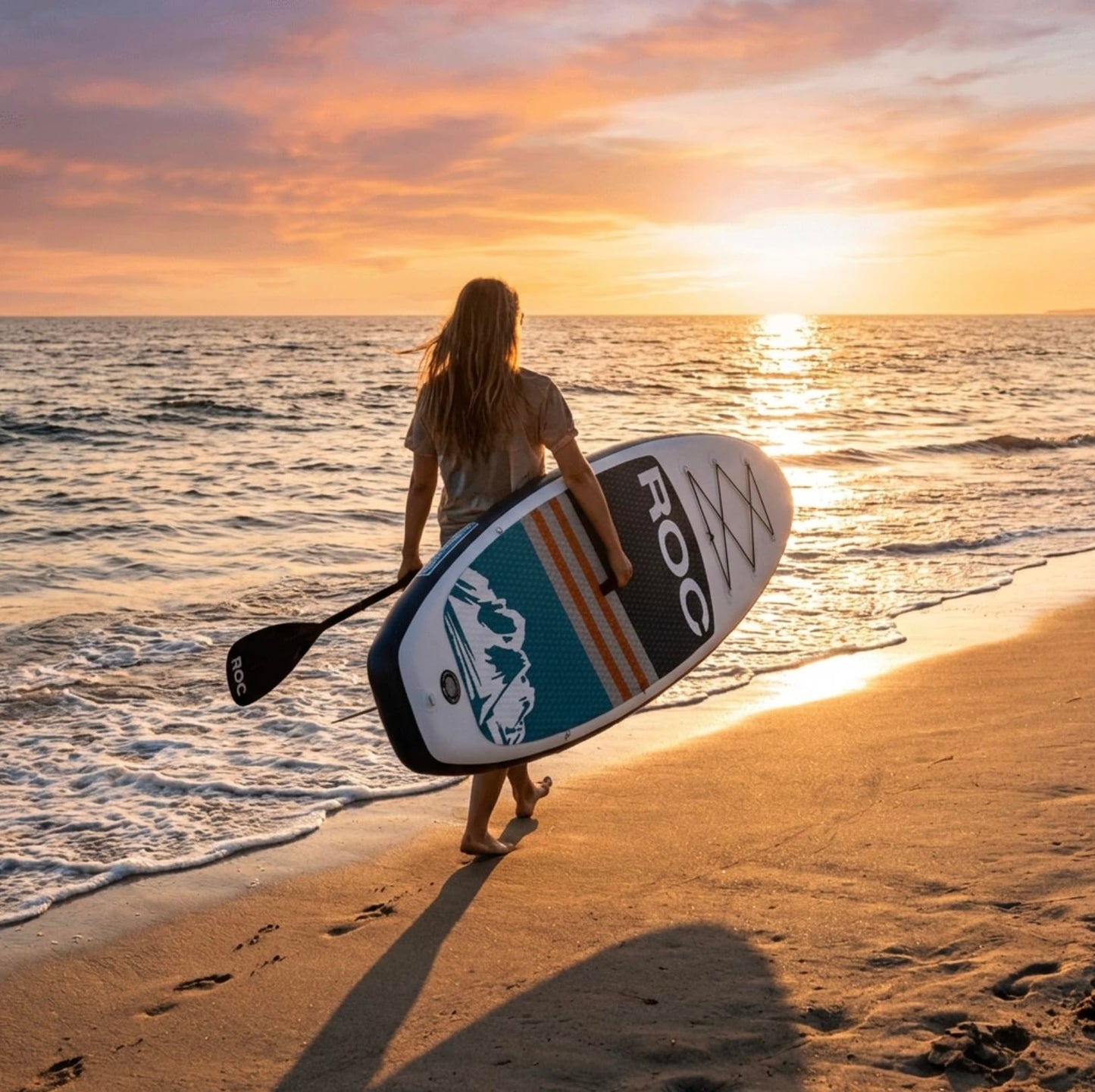 Roc Inflatable Stand Up Paddle Board with Premium SUP Paddle Board Accessories, Wide Stable Design, Non-Slip Comfort Deck for Youth & Adults (Navy W/Kayak Seat)