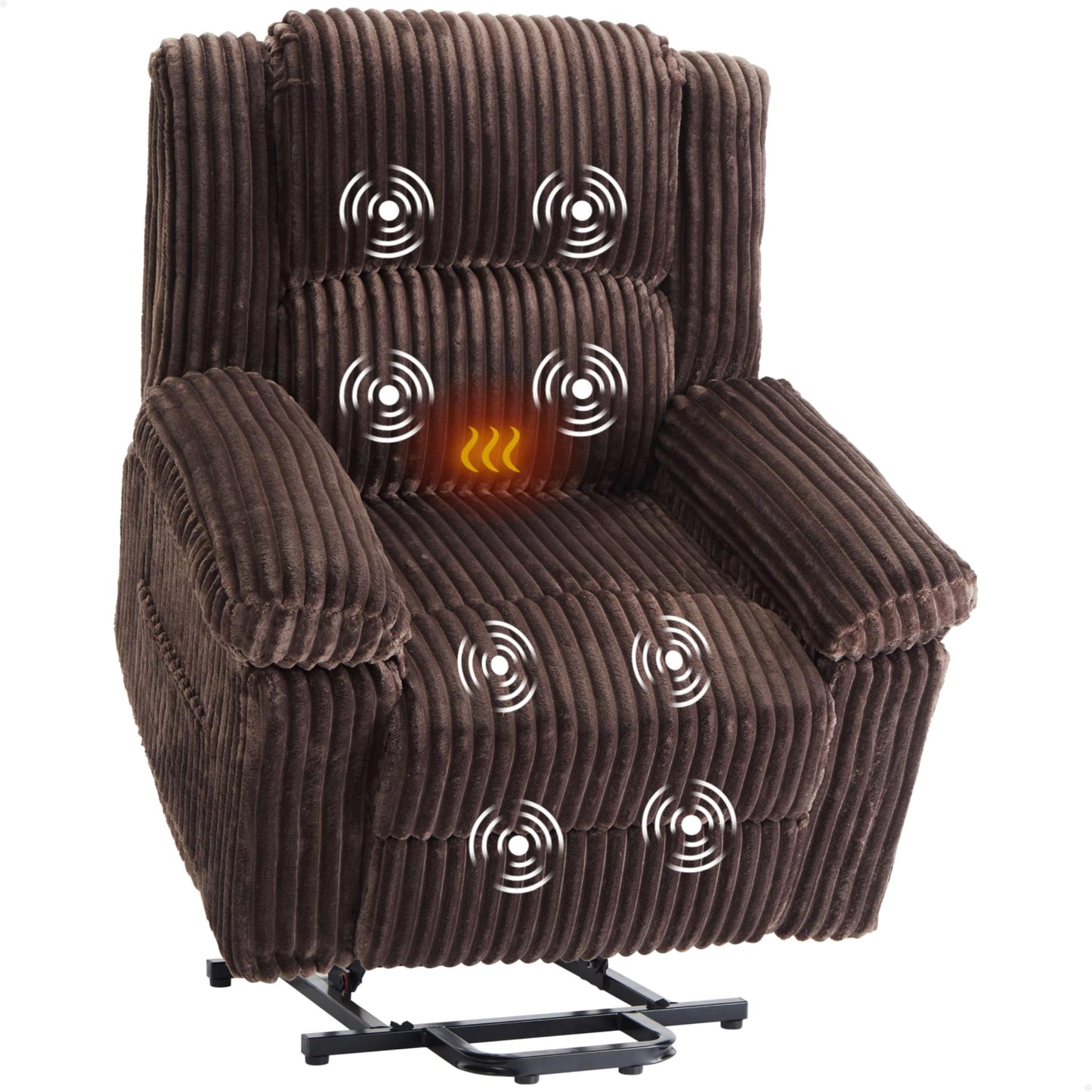 GarveeHome Power Lift Recliner Chair - Heat and Massage, Electric Lift Plush Recliner with Soft Padded Seat, Back Support & Armrests, Designed for the Elderly and People with Mobility impaired