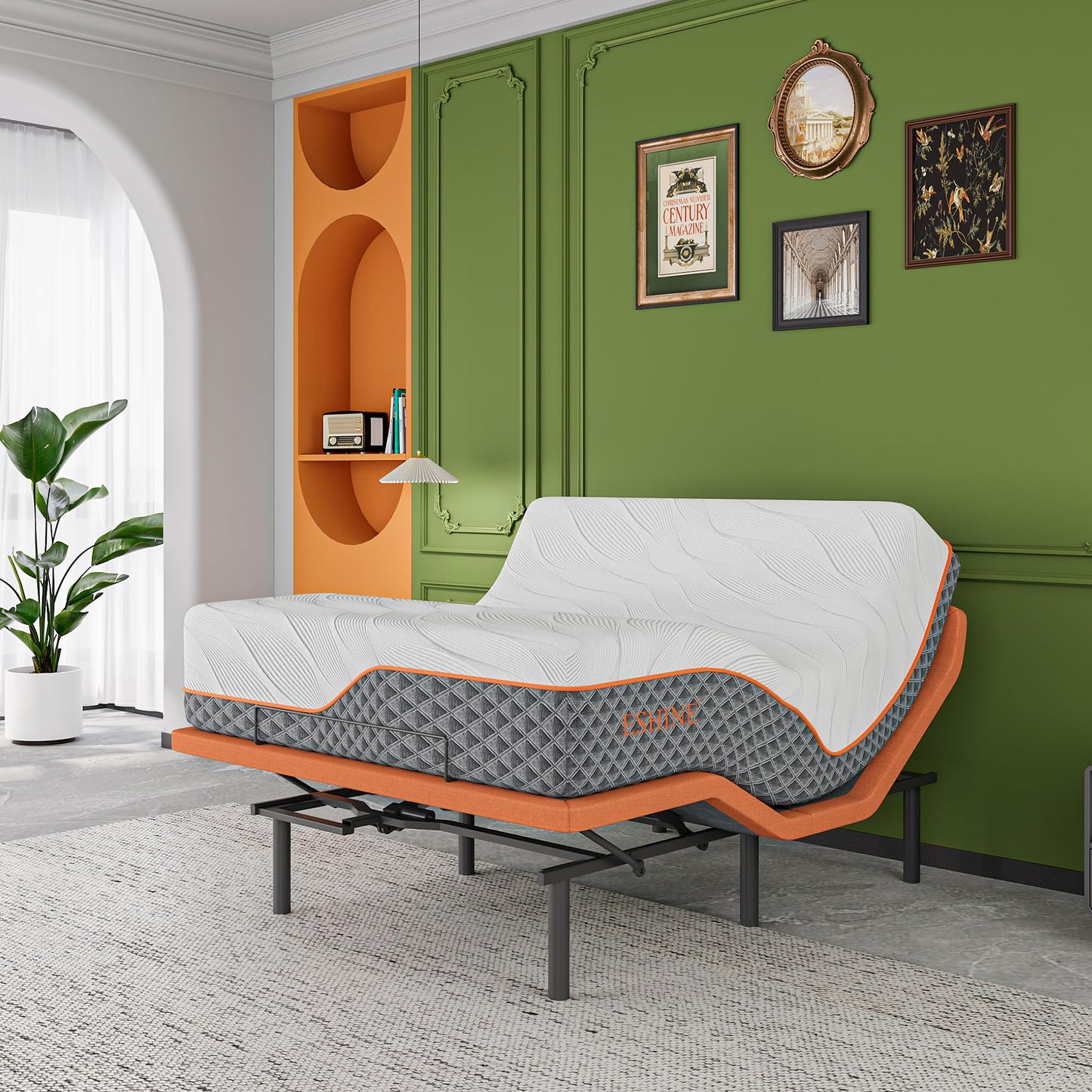 Queen Adjustable Bed Frame + 14” Hybrid Matt, Bed Base with Massage, Pillow-tilt, Smart App Control, Ergonomic Incline, Zero Gravity, Dual USB Port, Under Bed Light, Wireless Remote, 5000 Series