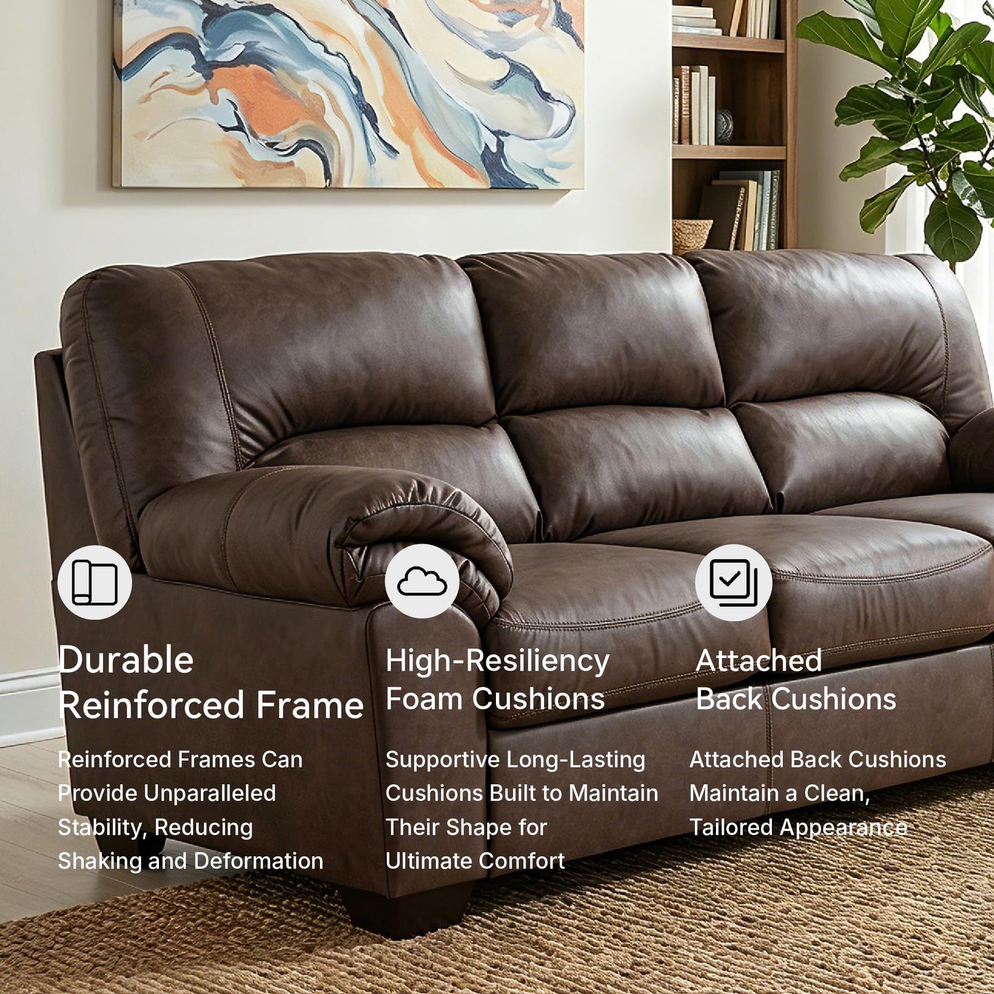 Signature Design by Ashley WalkerPoint Contemporary Sofa with Removable Cushion, Dark Brown