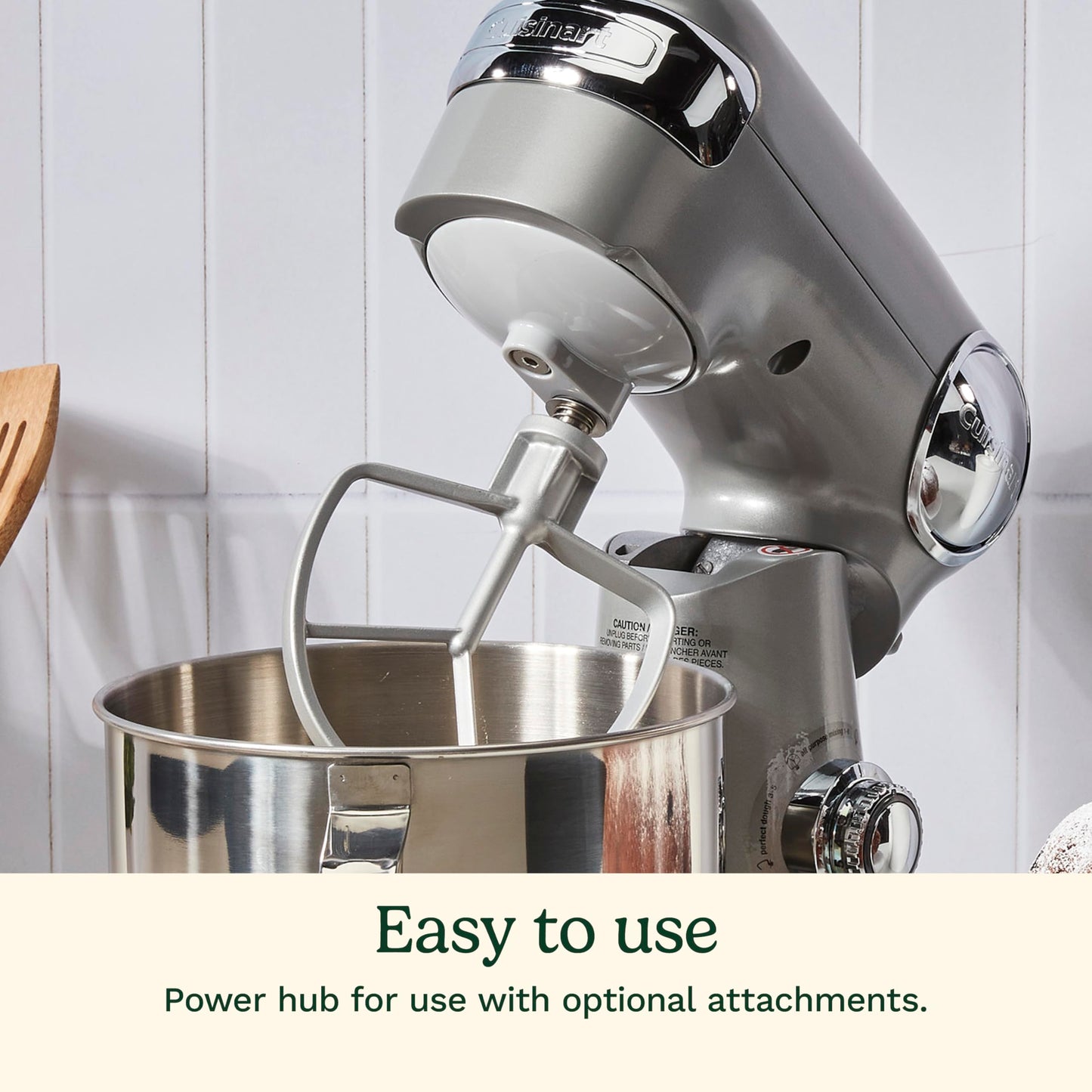 Cuisinart Stand Mixer, 12 Speeds, 5.5-Quart Mixing Bowl, Chef's Whisk, Flat Mixing Paddle, Dough Hook, and Splash Guard with Pour Spout, Silver Lining, SM-50BCNAS, Silver Lining