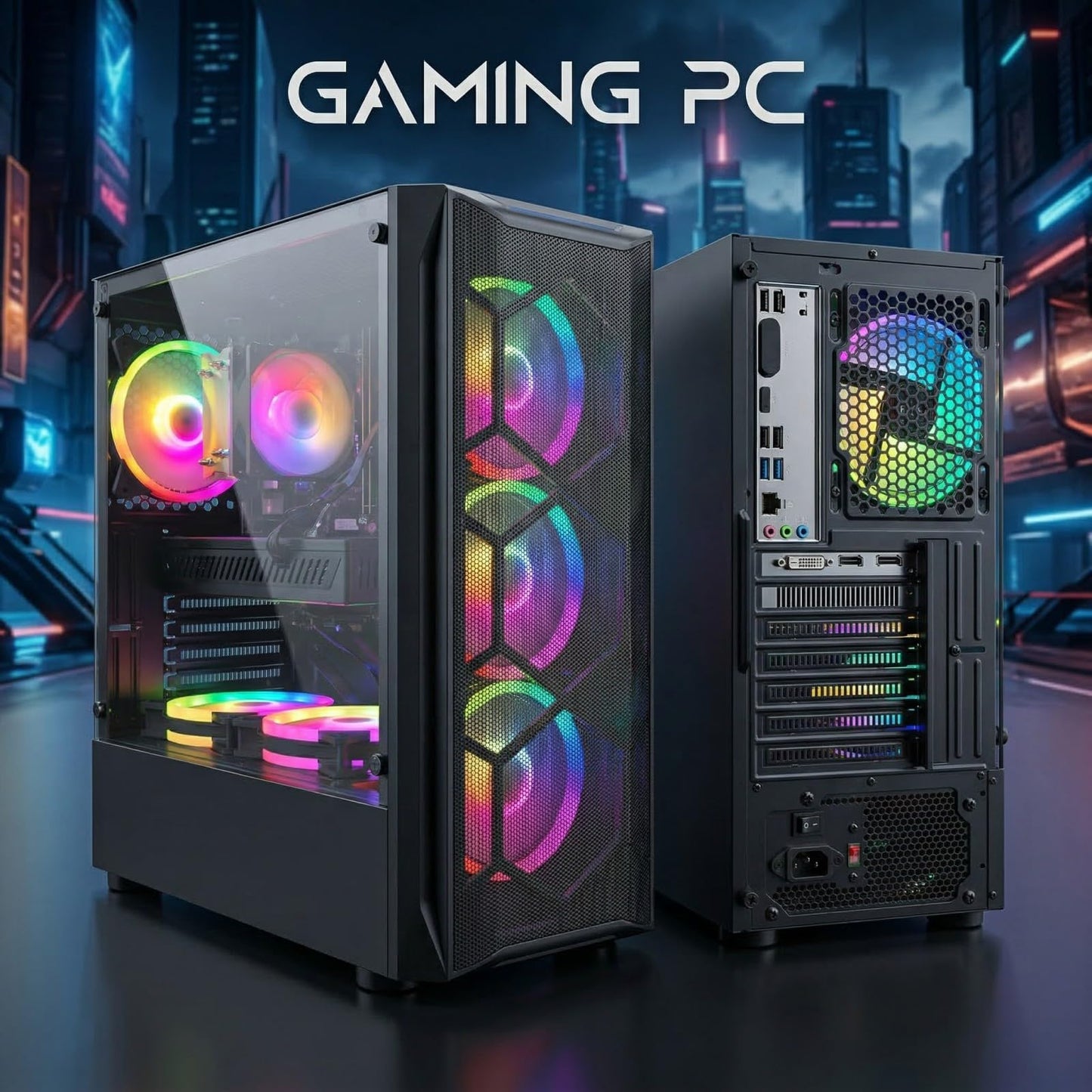 STGAubron Gaming PC Computer Desktop, Intel Core i7 up to 3.9GHz, Radeon RX 580 8G Video Card, 16GB RAM, 1TB SSD, WiFi 6, BT 5.0, RGB Fan x 6, Windows 11 Home