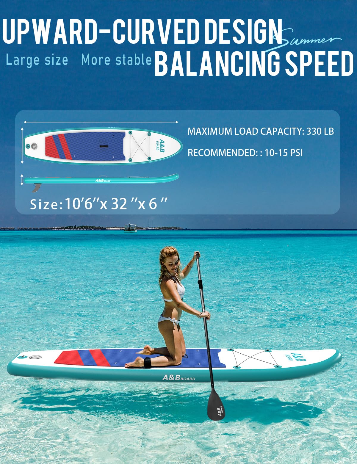ABBOARD Inflatable Stand Up Paddle Board Fishing Paddleboard with Sup Accessories for Beginner Adults Youth