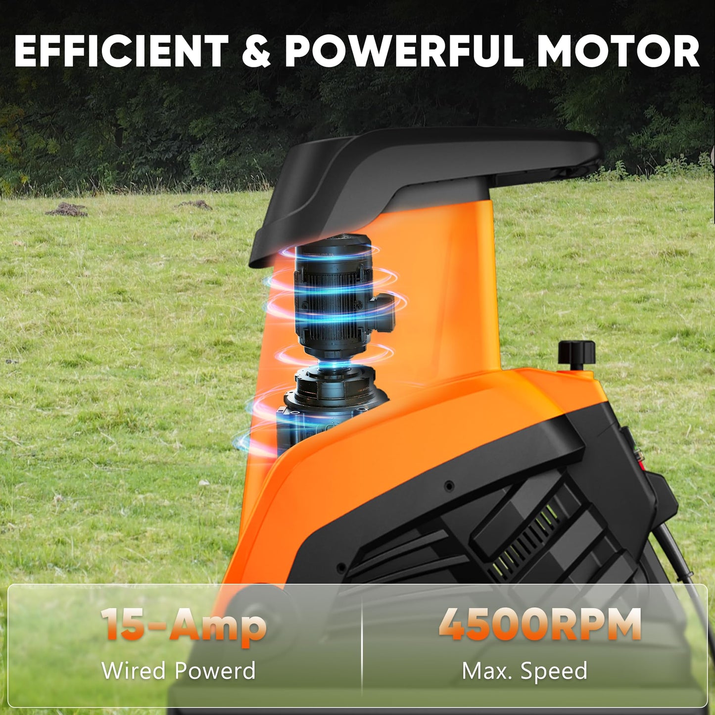 Dkenicor Wood Chipper Shredder,1800W Cut Diameter of 1.77inch with 10 Gallon Collection Bin 15-Amp Electric Wood Chipper Shredder for Easy Cleanup Ideal for Branches, Leaves,Yard Waste, Orange