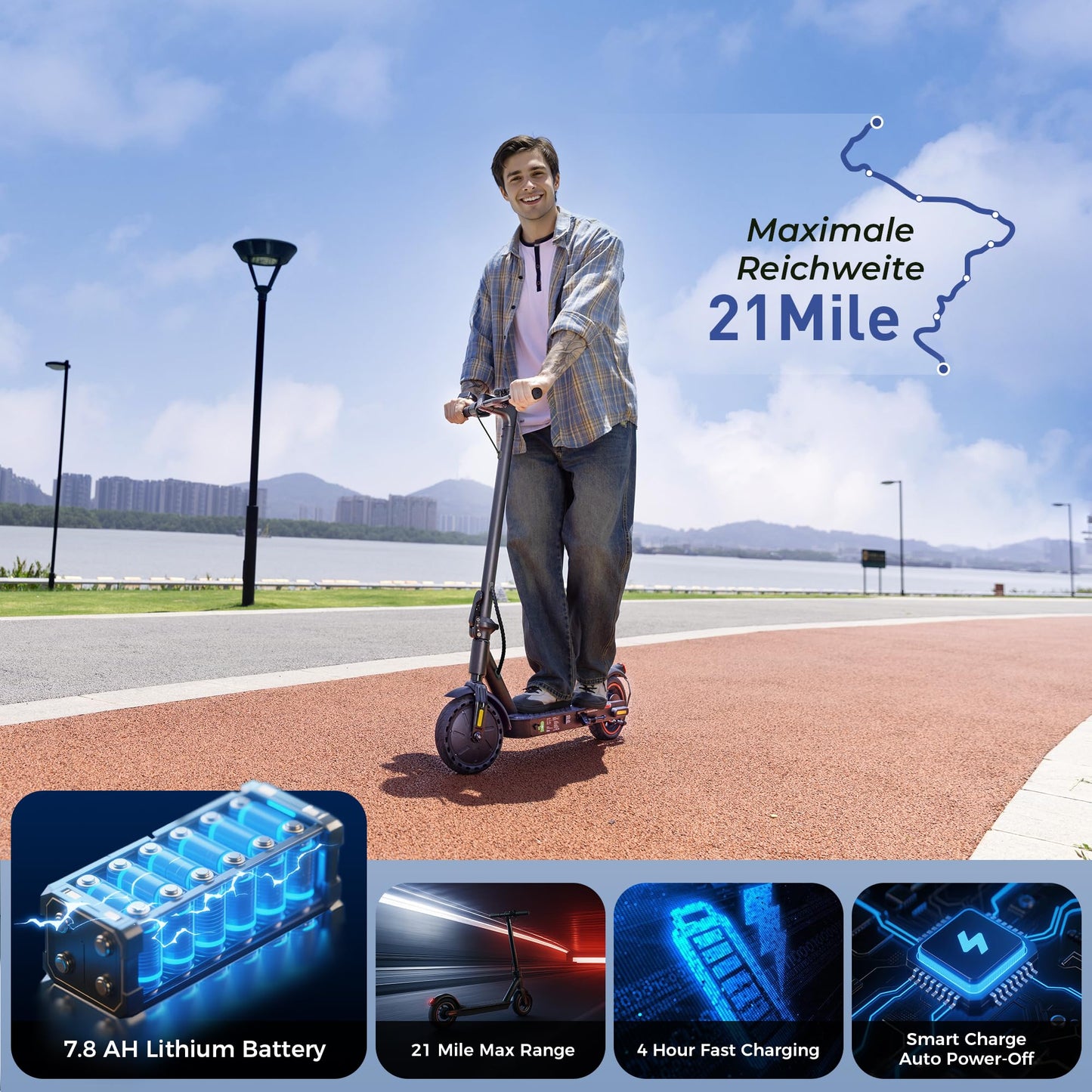 WAWSCOTE Electric Scooters - Electric Scooter for Adults, 500W Peak Motor, 18 Max MPH, 21 Miles Range, APP Control, Lightweight Foldable E-Scooter