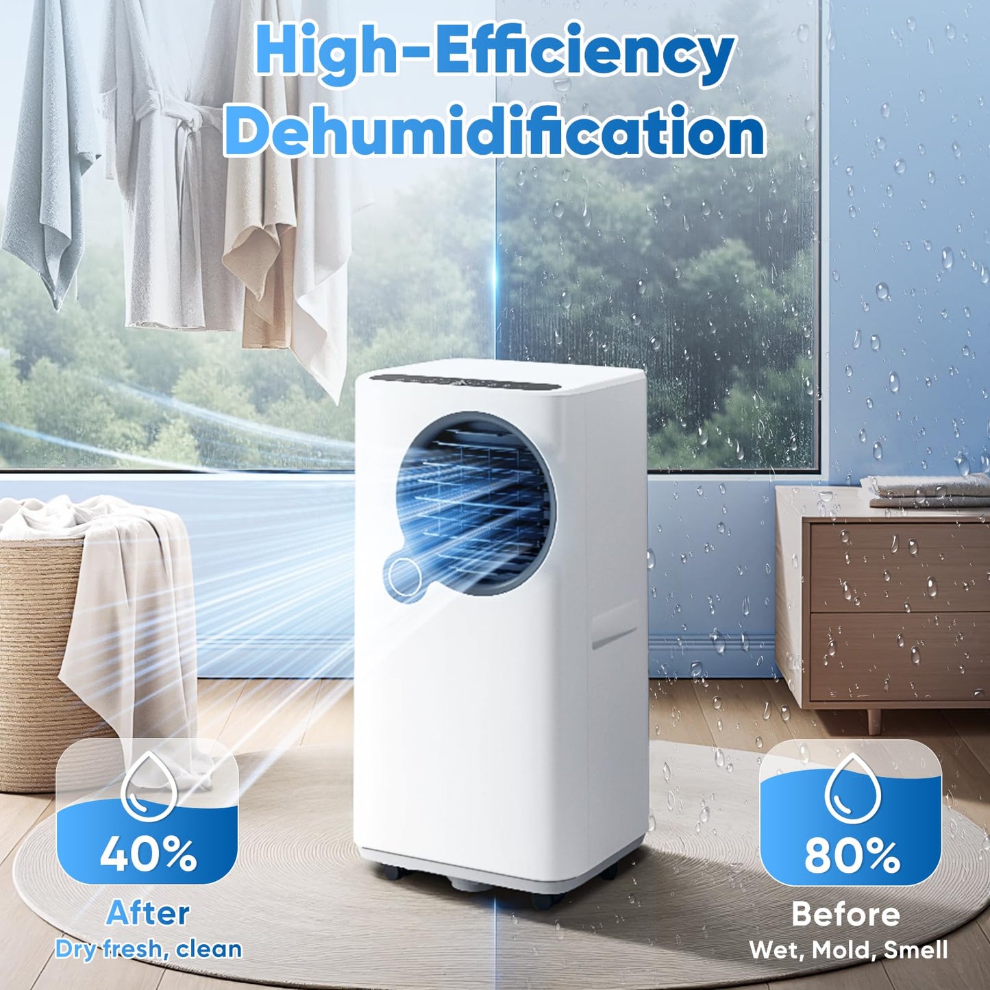 KINDOJIA Portable Air Conditioners 16,000 BTU, 6-in-1 Smart AC with WiFi App Control, Ultra-Quiet Sleep Mode, Child Lock & 24H Timer, Ideal for Large Rooms up to 700 Sq. Ft, Bedroom Home Office