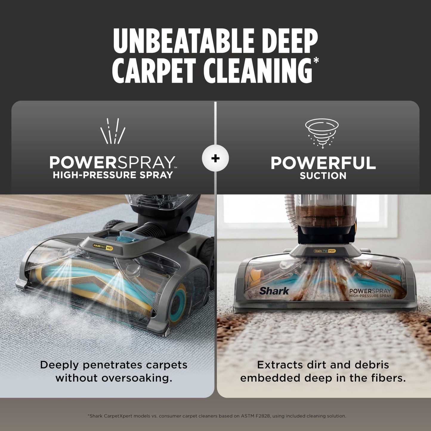 Shark CarpetXpert HairPro | Upright Carpet, Area Rug & Upholstery Cleaner | StainStriker Handheld Tough Stain Remover & Onboard Self Clean | Pet Hair Pickup & Odor Removal | 5 Tools | Navy | EX304