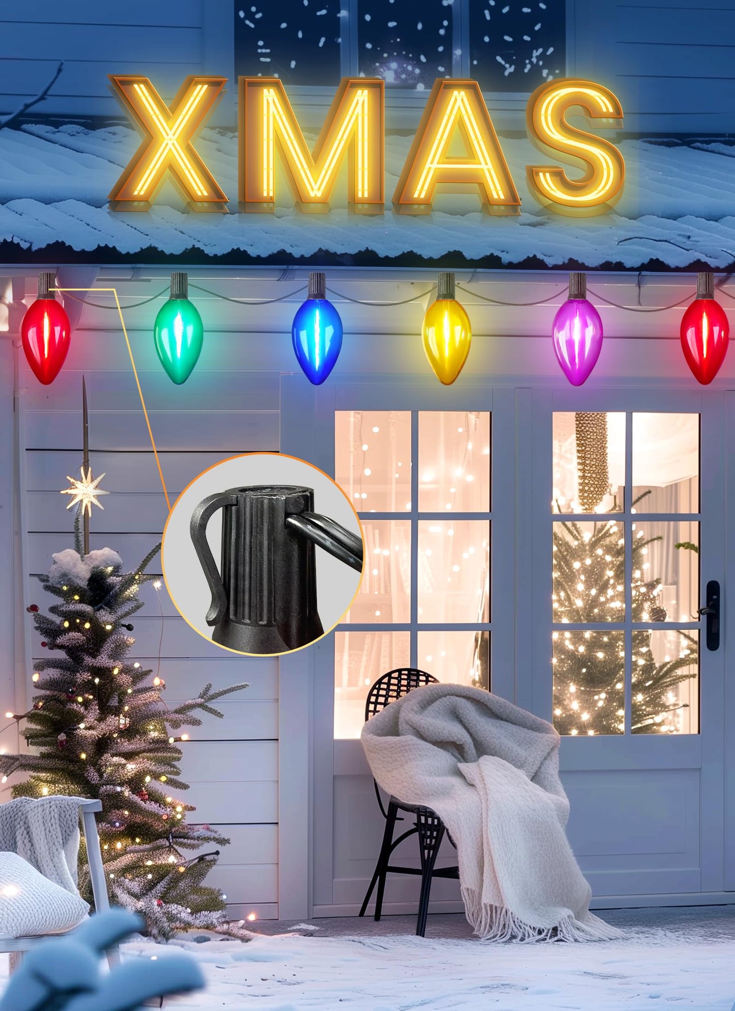 Minetom Solar C9 Christmas Pathway Lights - 20 LED, 8 Modes, Timer, 32FT, 2 Pack, Multicolor