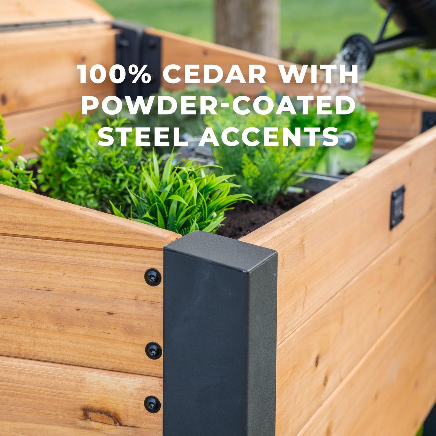 Backyard Discovery Aggie 4' x 2' Cedar Wood Cold Frame Portable Mini Greenhouse, Raised Garden Planter with Temperature-Activated Polycarbonate Lid, Mesh Drainage for Year-Round Outdoor Gardening
