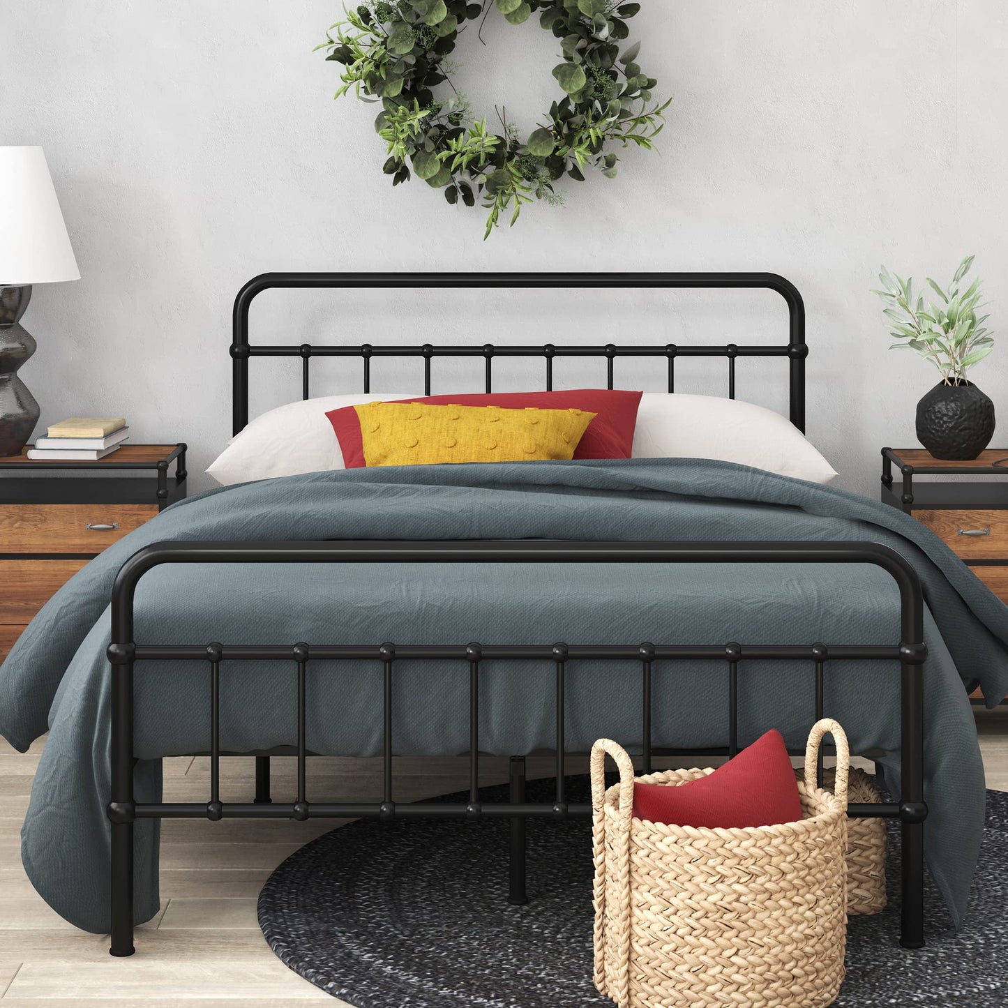 Zinus Florence Metal Platform Bed Frame, Mattress Foundation, No Box Spring Needed, Easy Assembly, Black, King