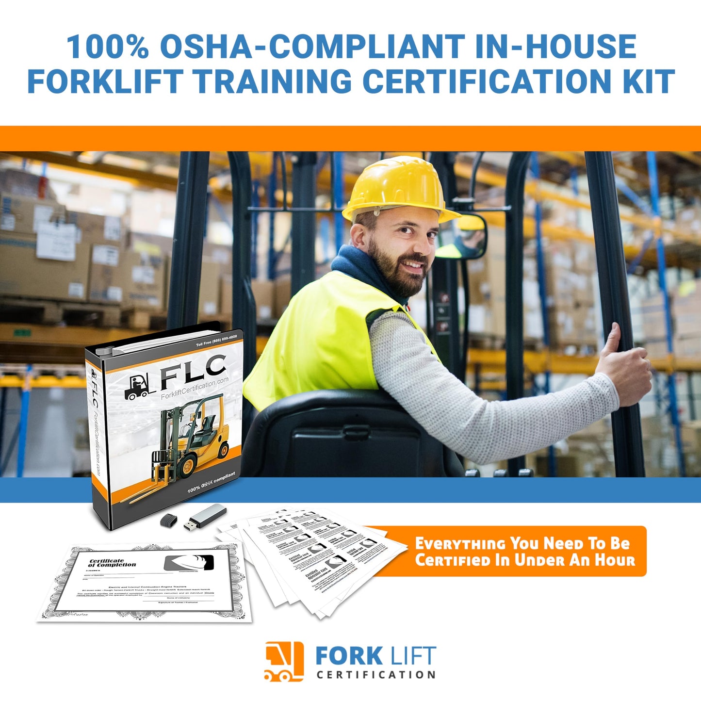 Forklift Certification Kit OSHA Compliant, Complete “Train The Trainer Physical Bundle” + Certificate of Completion + Forklift Training Kit, CertifyMe: Physical Kit Bundle + USB Drive