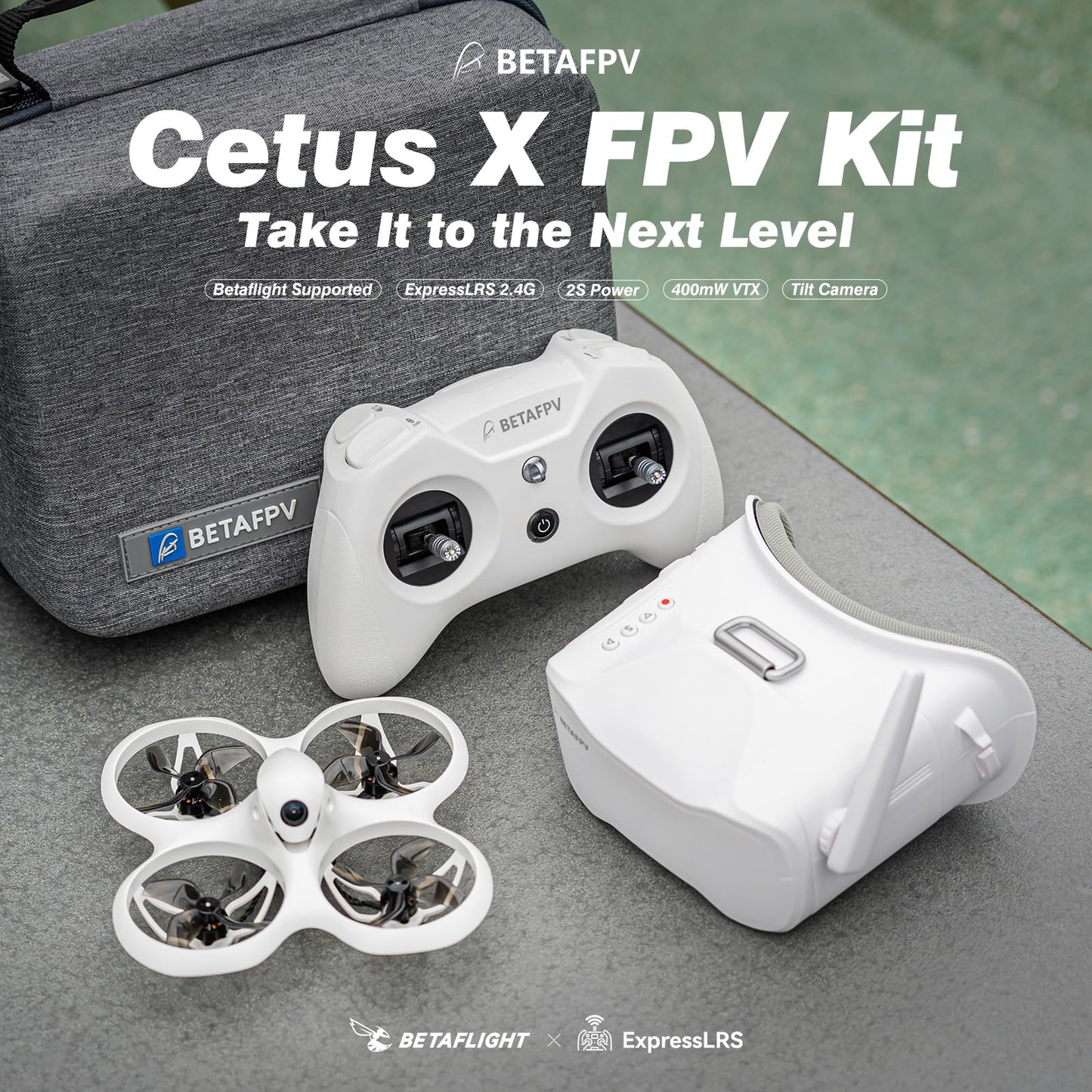 BETAFPV ELRS V3 Cetus X Betaflight FC FPV Kit with LiteRadio 3 Transmitter VR03 Goggles with DVR Recording Function, Supported 2S Power Advanced RTF Kit for FPV Beginners to Fly Faster Further