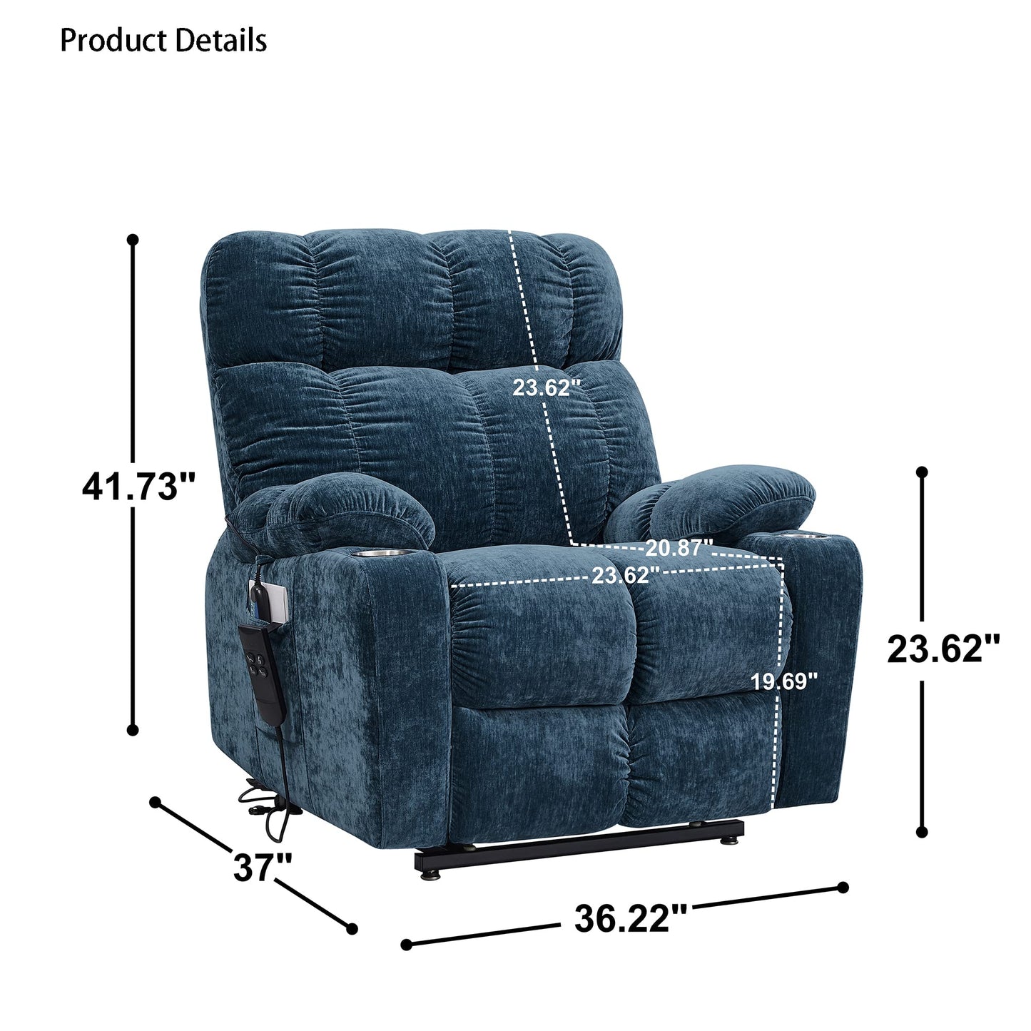 FANYE Electric Power Lift Recliner Chair for Elderly with Massage and Heat, Infinite Position Adjustable Recliner & Chair 1 or 2 Remote Controls and Side Pocket