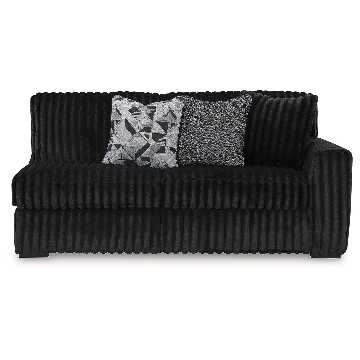 Signature Design by Ashley Midnight‑Madness Sectionals, Jumbo Corduroy Sectional Sofa with Chaise, Plush Cushioned Comfort for Cozy Living Room Lounging, 190" W x 65" D x 40" H, Black
