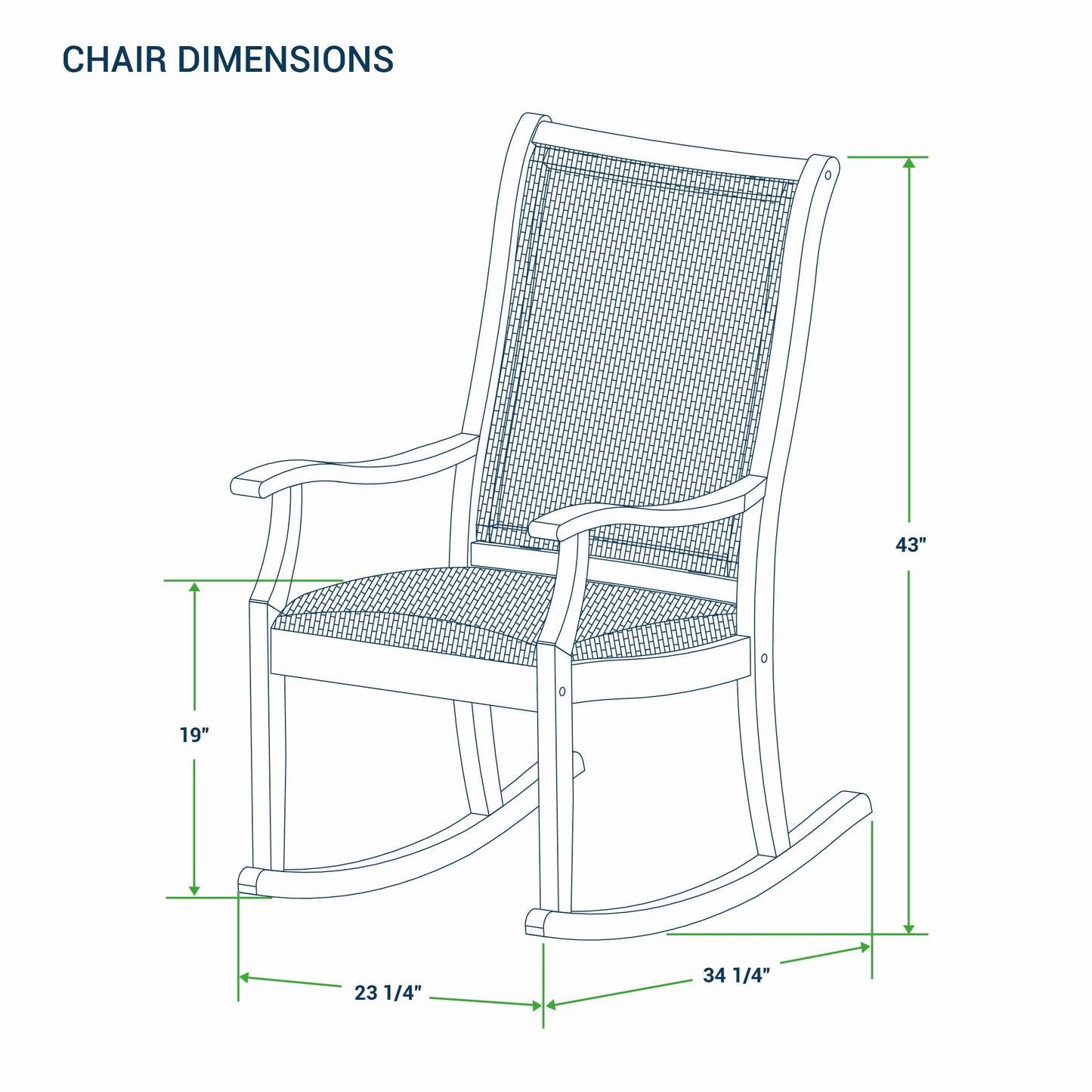 Cambridge Casual Dunham Teak Outdoor Conversation Chat Set Includes 2 Padded Woven Seat Porch Rocking Chairs & Side Table, Wicker & Quick-Dry Foam