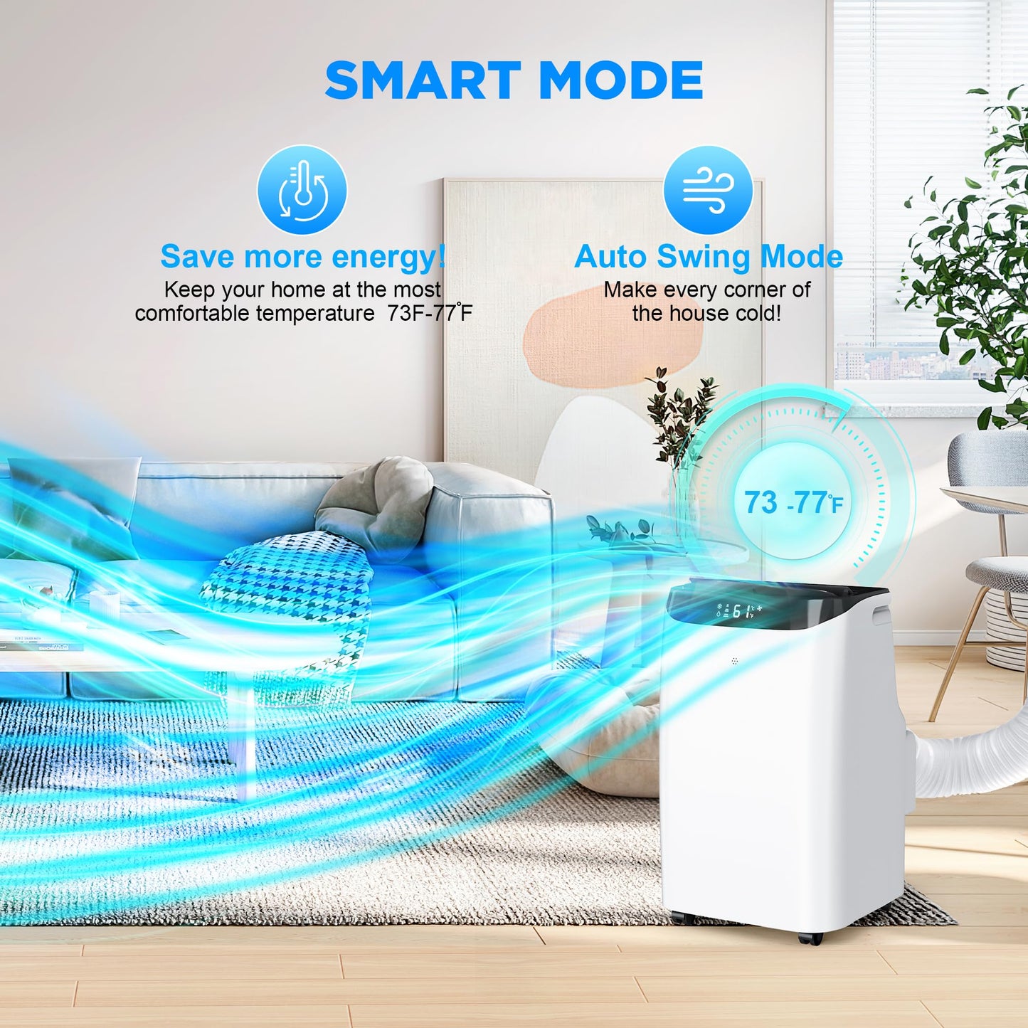 Humhold 12000 BTU Portable Air Conditioners with Remote Control, 3-in-1 Free Standing Cooling AC Unit with Fan & Dehumidifier, Cools Room up to 500 sq.ft, Smart/Sleep Mode,3 Speed,24H Timer,Window Kit
