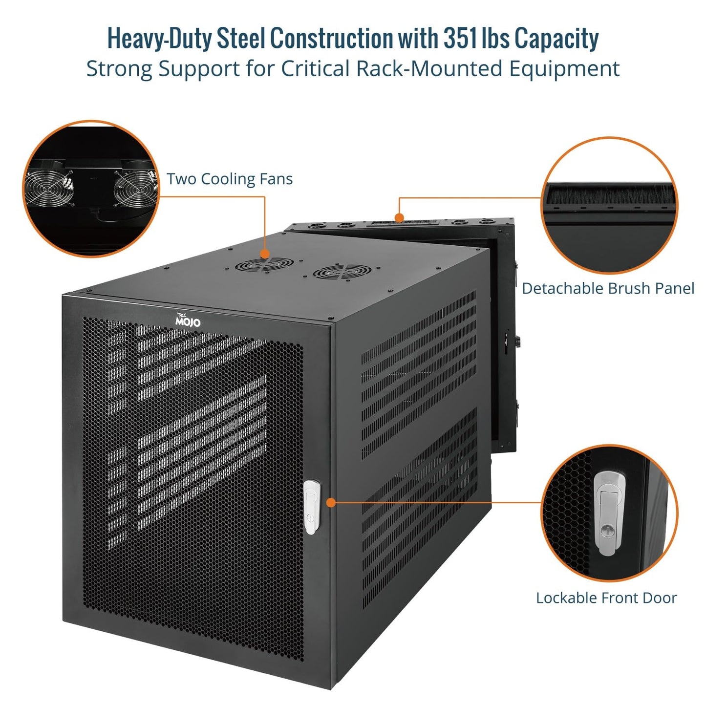 Tecmojo Enterprise-Grade 12U Swing-Out Wall Mount Network Cabinet,27.6inch Depth Server Cabinet, Load Bearing 331lbs (150 kg), Mesh Door, 12U Rack for 19in Computer/AV/Data/IT Equipment