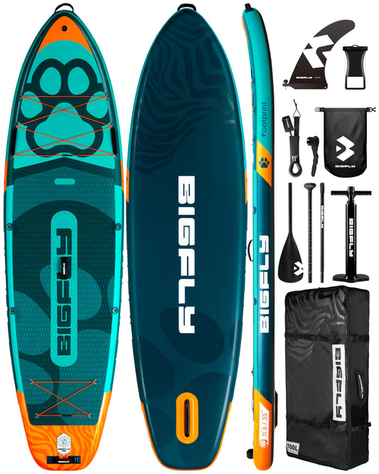 BIGFLY 11'6"x35"x6" Inflatable Stand Up Paddle Boards, Widened SUP Board for Pet Dog Family Board Independently Scratch Resistant Pet pad, Travel Leisure w/Camera Mount
