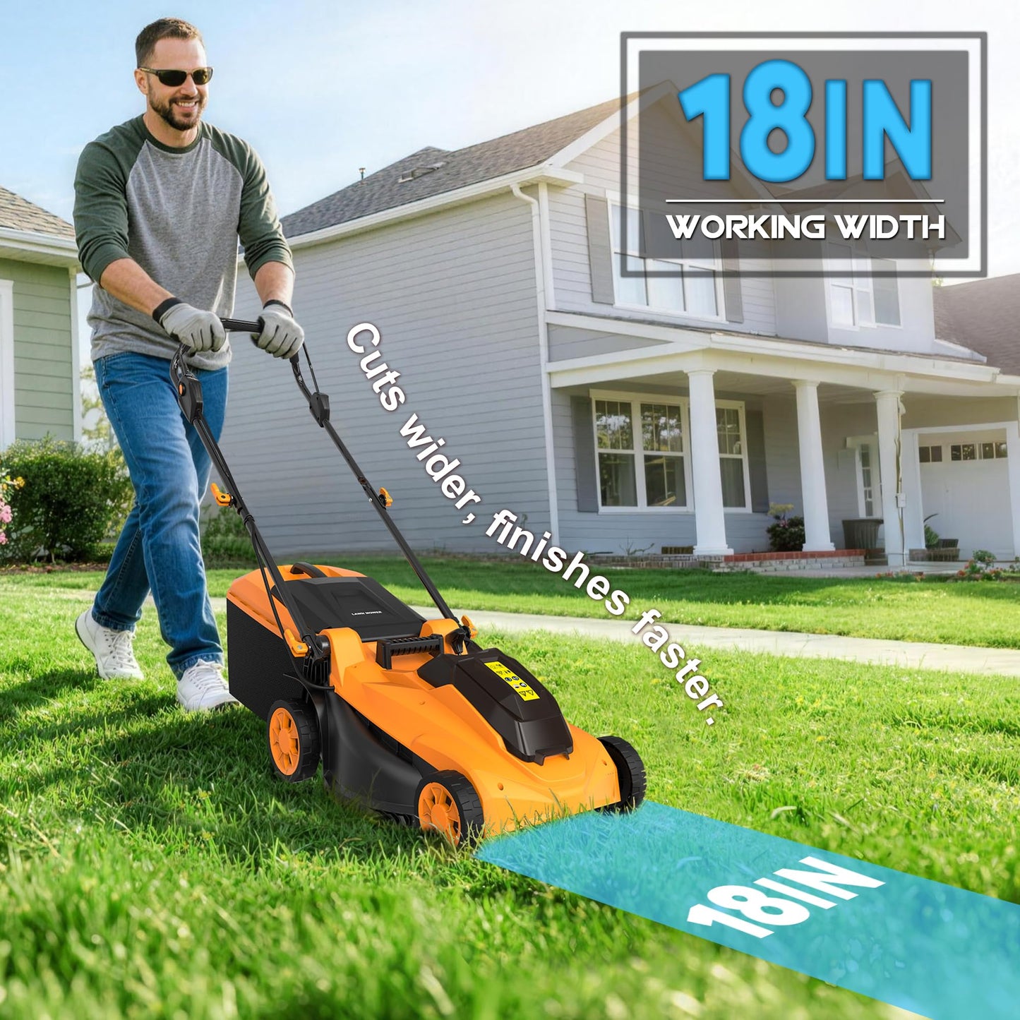 40V Cordless Lawn Mower (No Battery) Compatible with Dewalt 2 * 20VMax Battery, 18" Electric Lawn Mower with 6 Heights Adjustment, Brushless Electric Mower for Garden, Yard