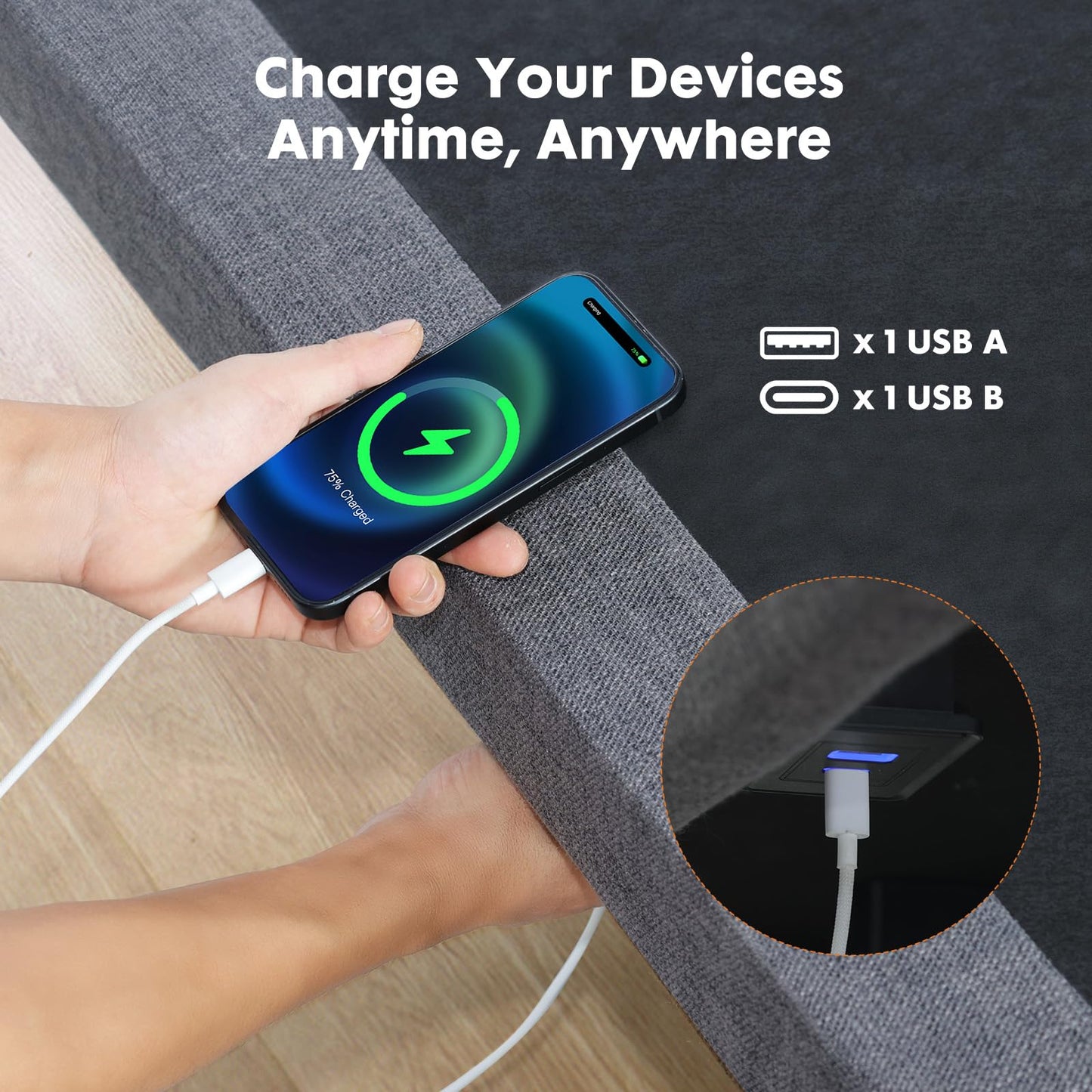 Sweetcrispy Full Adjustable Bed Frame, Ergonomic Electric Base with Wireless Remote and 2 USB Ports, Head and Foot Incline, Zero Gravity, Anti-Snore, Easy Assembly