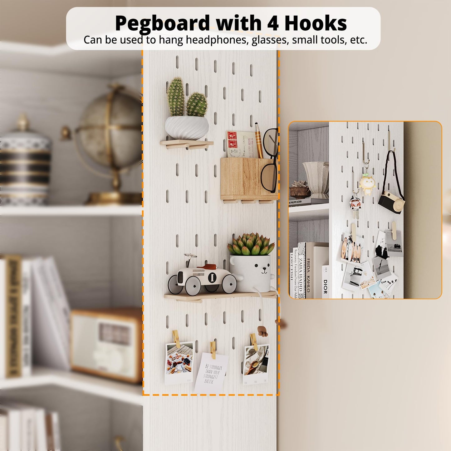 IRONCK Corner Bookshelf with LED Lights, 78.7" Tall Corner Bookshelves with 2 Drawers & Transparent Doors, 7 Tiers L-Shaped Bookcase with Open Shelves and Pegboards for Living Room, Home Office, White