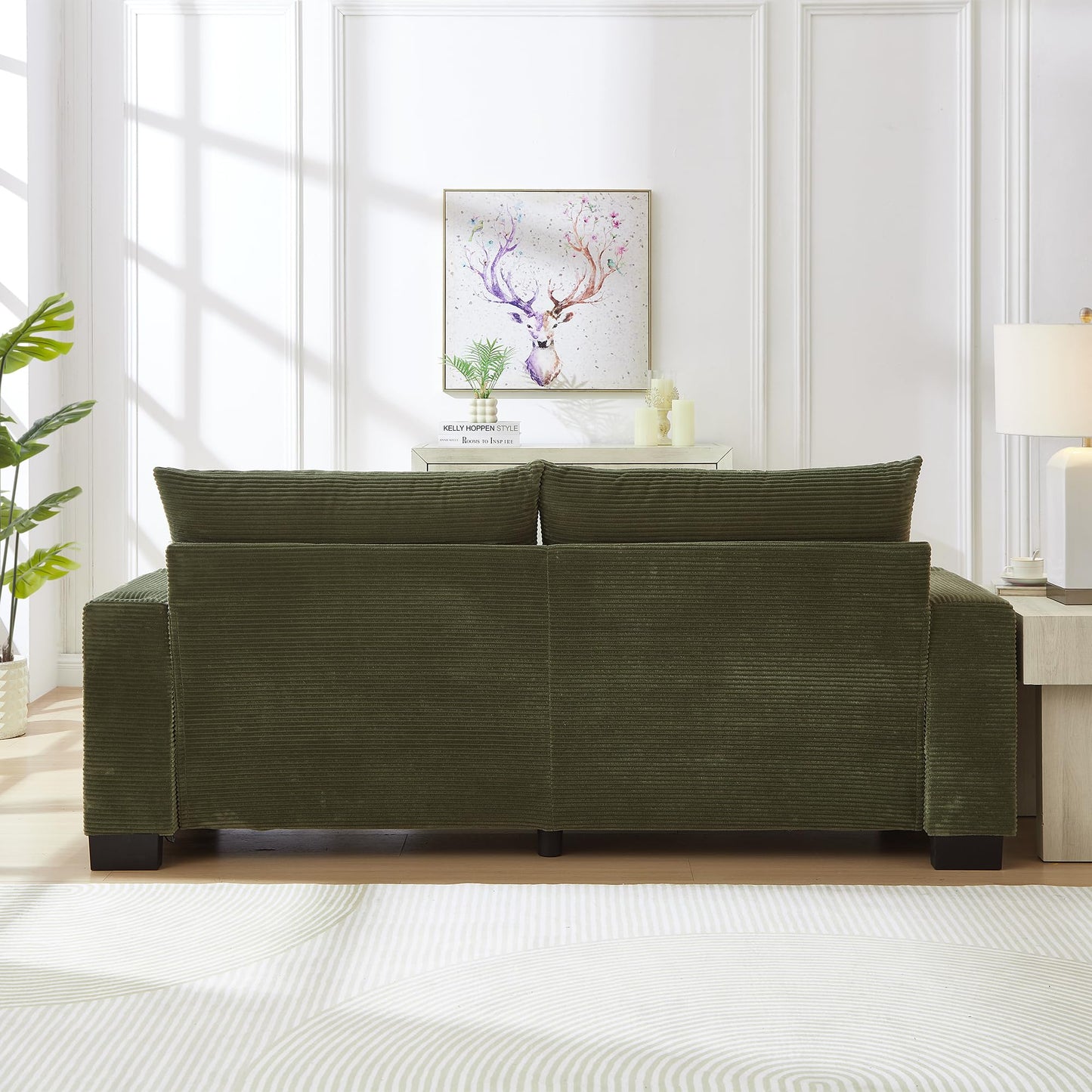 78" Cloud Loveseat Sofa, Modern 2 Seater Loveseat Couch with Dual Cup Holders & USB Charging Ports, Comfy Corduroy Upholstered Sofa with Side Storage Pockets for Apartment