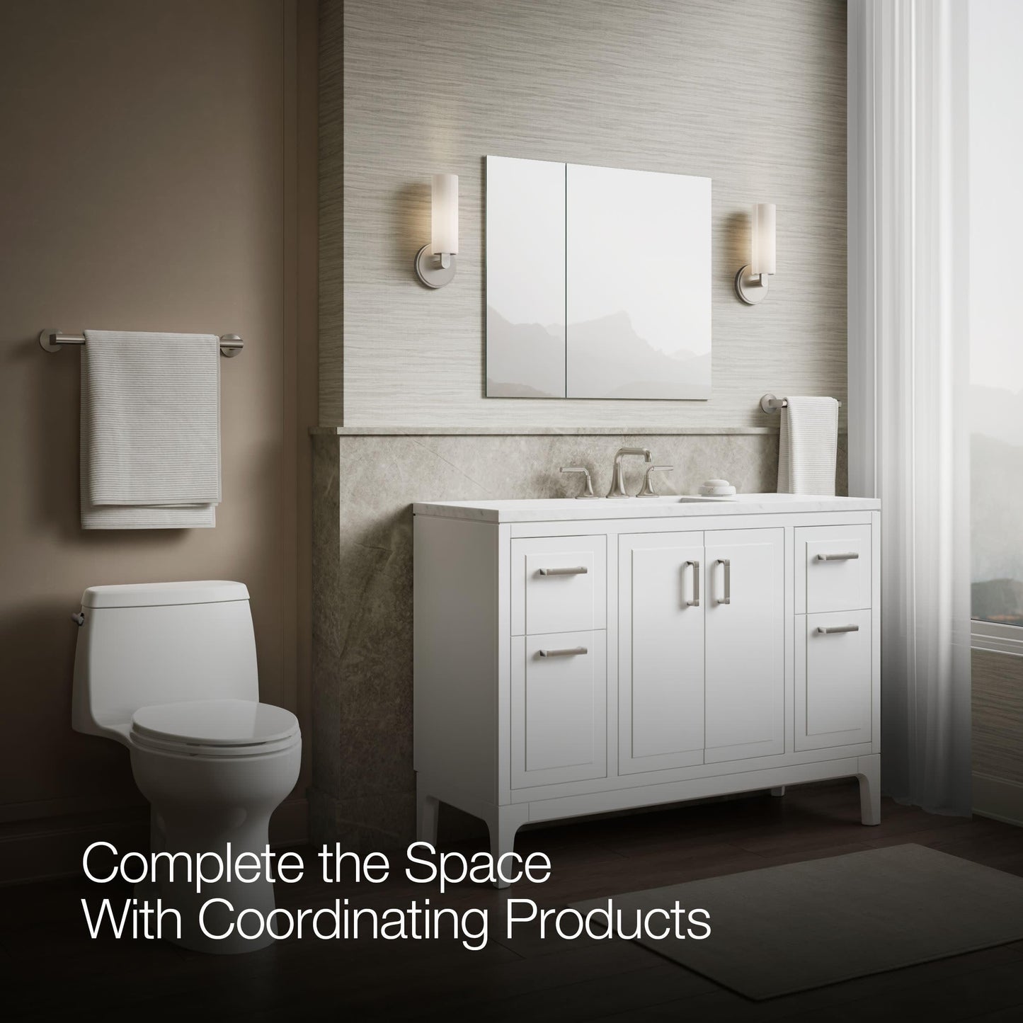 Kohler 55064-NA Embark Slim Medicine Cabinet Mirror, Adjustable Shelves with Mirrored Doors, 30 in. W x 26 in. H