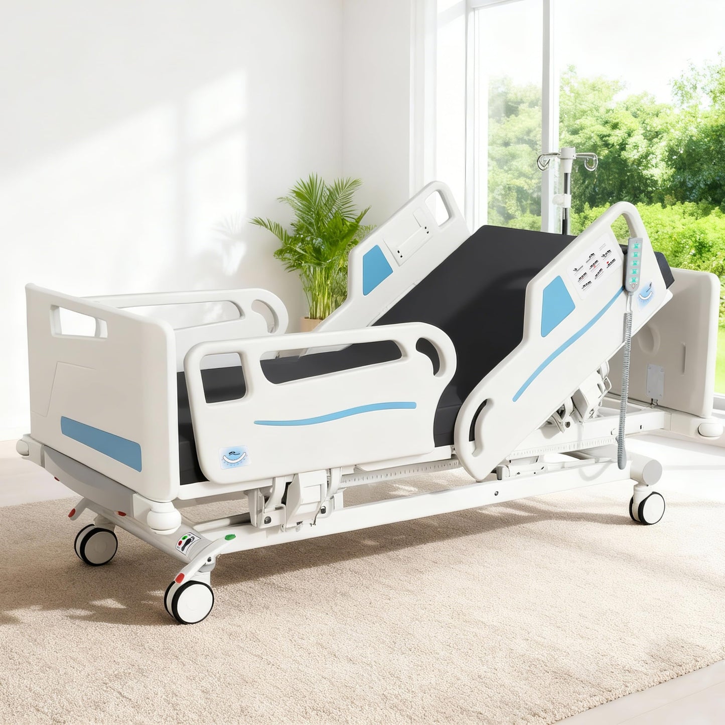 OLERN Advanced 5-Function Full Electric Hospital Bed, Medical Bed for Home