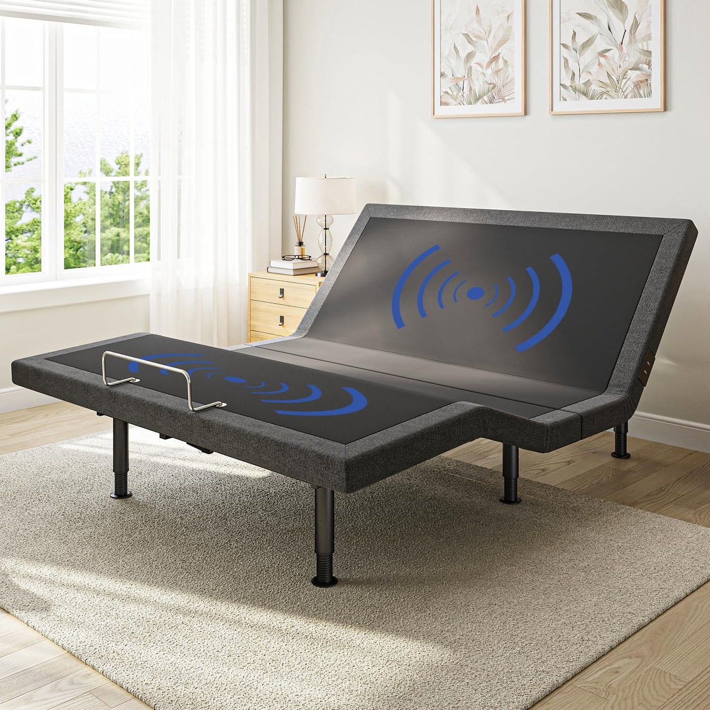 kaipuyiree Queen Size Adjustable Bed Frame with Massage & Zero Gravity - Electric Bed Frame with Remote, USB Charging, LED Night Light, 7.5-12.5" Adjustable Height, 900LBS Capacity, Quiet Motor