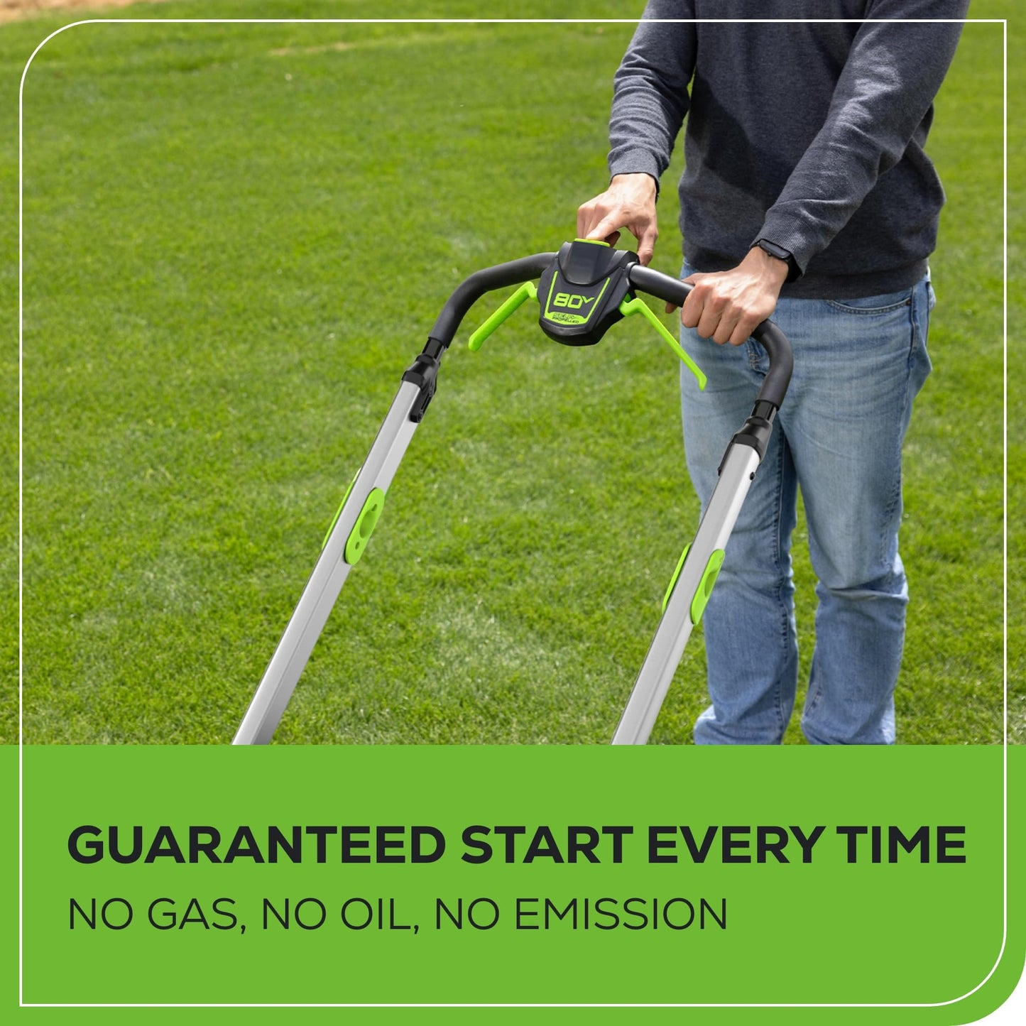Greenworks 80V 21" Cordless Push Lawn Mower – Brushless Motor, LED Lights, 4.0Ah Battery & Rapid Charger (75+ Compatible Tools)
