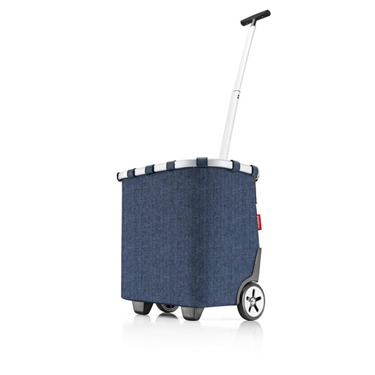 reisenthel carrycruiser Herringbone Dark Blue - Portable Shopping Trolley with Sturdy Aluminum Frame, Shoulder Strap and Removable mesh Inner Bag -Water-Repellent