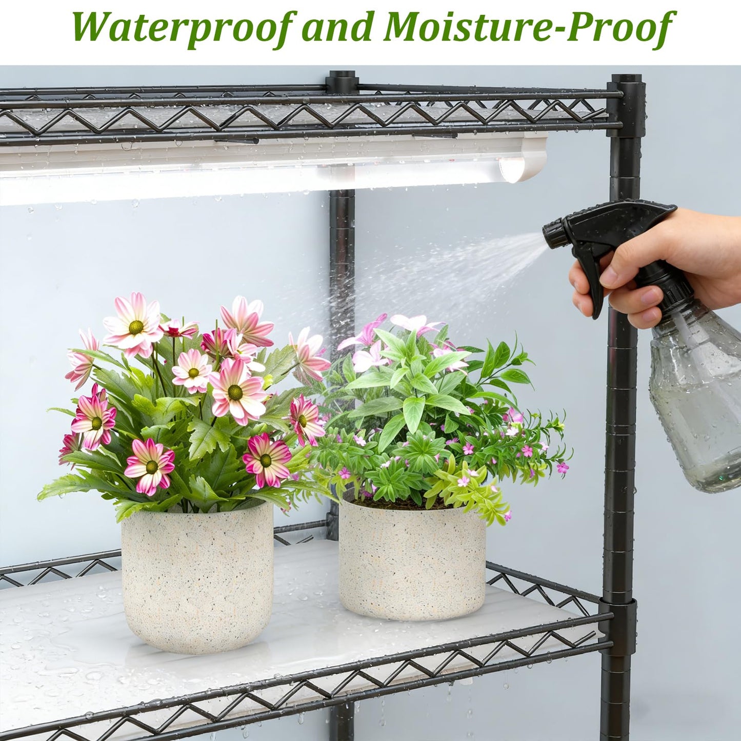 Gaudeoo Plant Stand with Grow Light, 6-Tier DIY Plant Shelf with Grow Lights for Seedlings, Greenhouse, Indoor, 8 Pack 5000K 192W LED Full Spectrum Growing Lamp with Rack, Wheel, 29"x13.5"x73.5"
