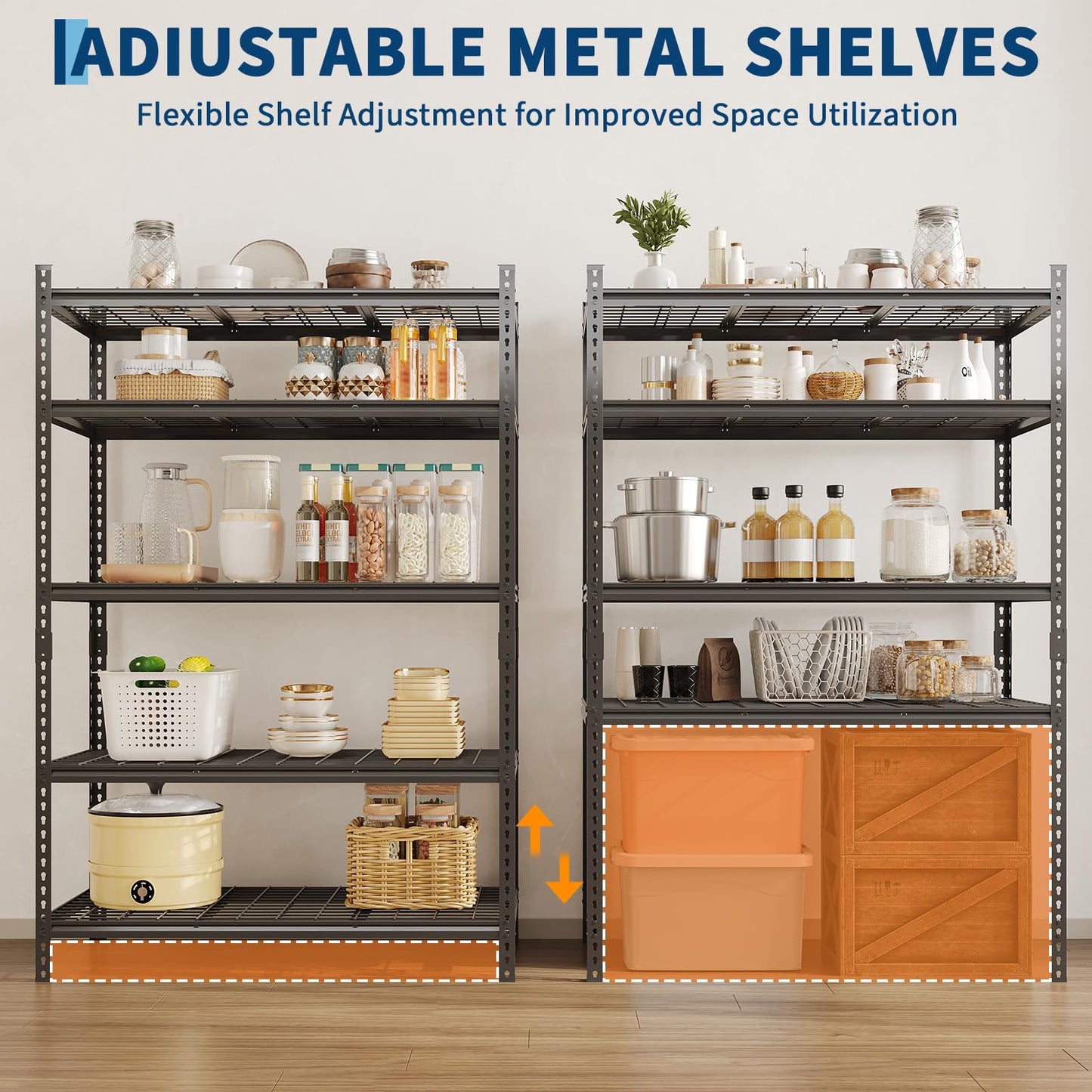 Garage Shelving 2200 LBS Storage Shelves Adjustable Metal Shelving Unit Heavy Duty 5 Tier Metal Shelves for Garage Kitchen Pantry Warehouse Basement, 36" W × 16" D × 72" H, 4 Pack