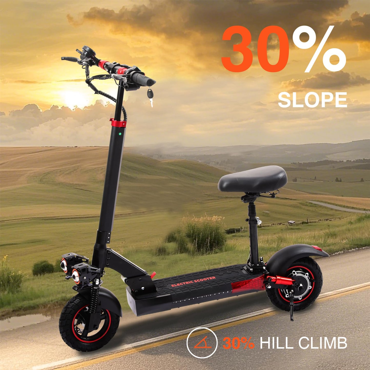 Electric Scooter Adults,1200/1600W Motor, 30/34 MPH Top Speed & 30/40 Miles Range, 48V 18/21AH Big Battery, 10/11" Off-Road Tire Folding E Scooter with Seat, Dual Braking System, Double Suspension