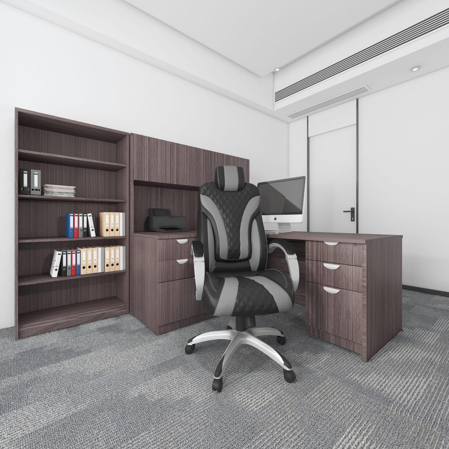Boss Office Products Executive Hinged Arm Chair in Black/Grey