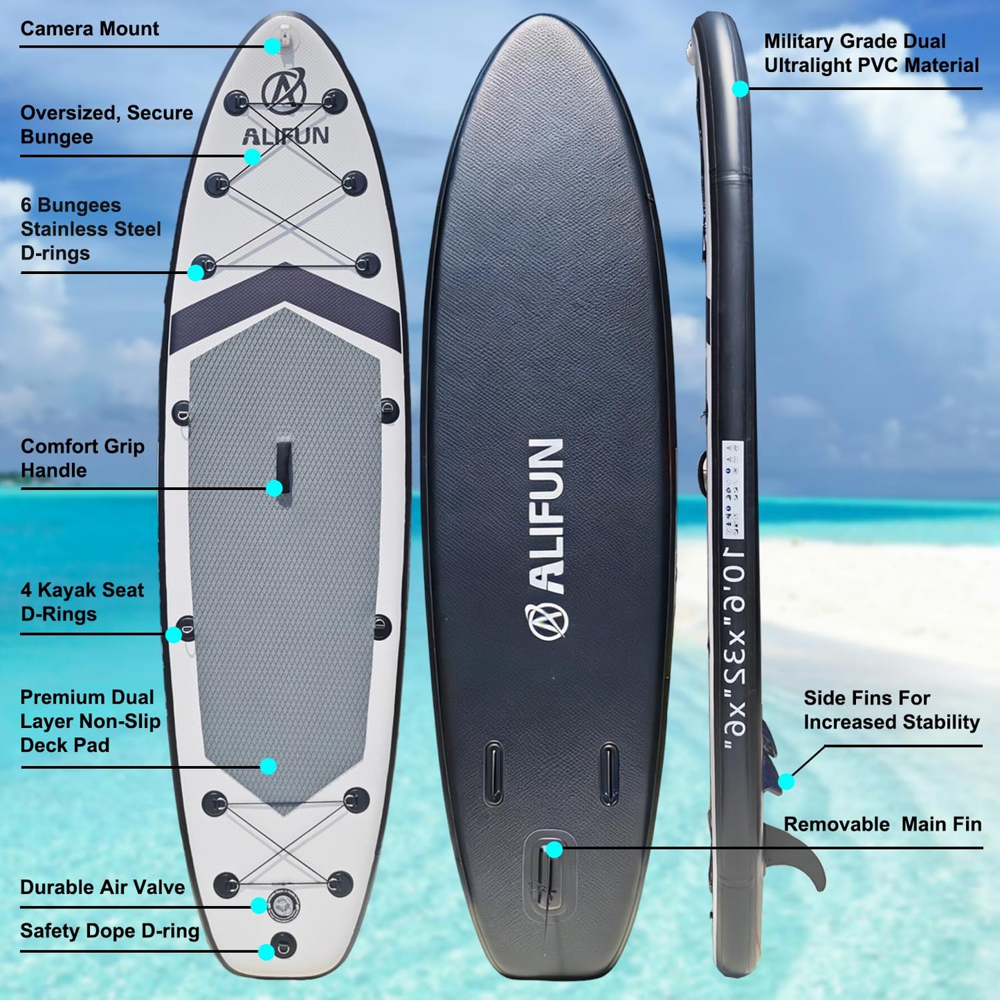 Inflatable Stand Up Paddle Board, Blow Up Paddle Board SUP 10'6"x32"x6", All Around Paddleboards for Beginner & Intermediate, Built-in Camera Mount, Military Grade PVC with Full Accessory Package