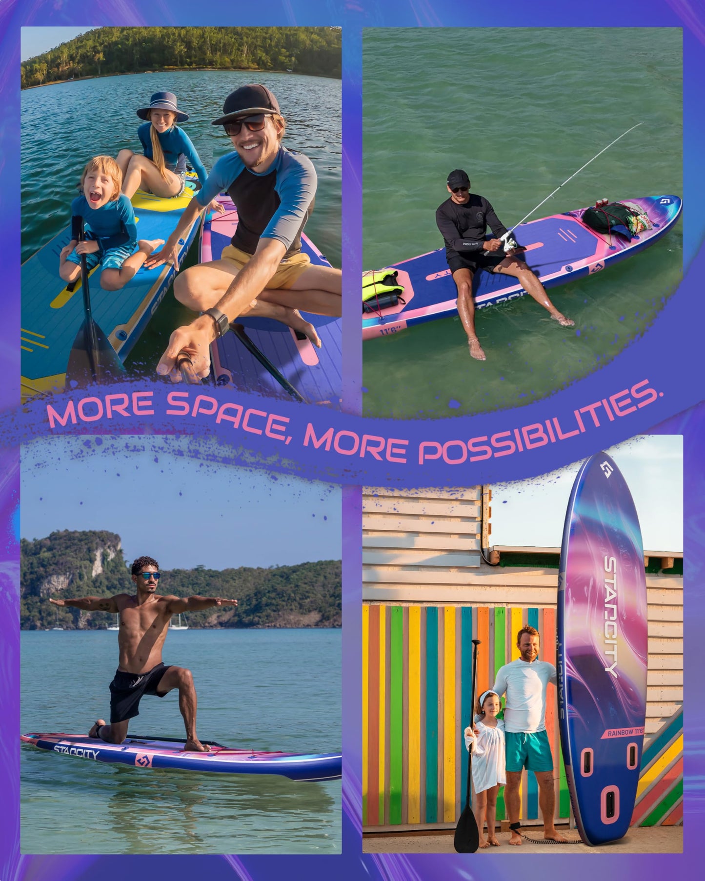 Starcity Inflatable Stand Up Paddleboard for Lake Ocean Touring Family Friendly Beginners Extra Wide High Load Design Responsive Tracking 11'6"×35"×6" 450 Pound Capacity W/Complete Accessories