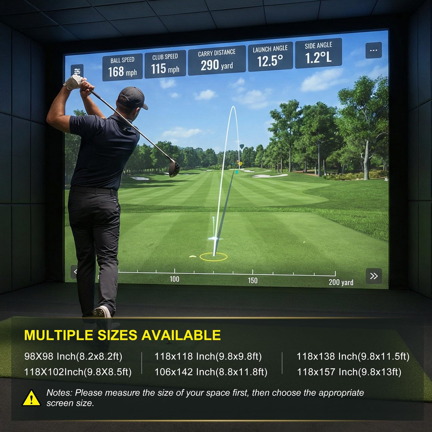 Aerixtron Golf Impact Screen, 3D Air Mesh Golf Simulator Impact Screen, Thicken HD Projector Screen for Hitting Training Practice Home/Indoor/Outdoor with Webbing Buckles & Bungee Cords-11.5 x 9.8 ft