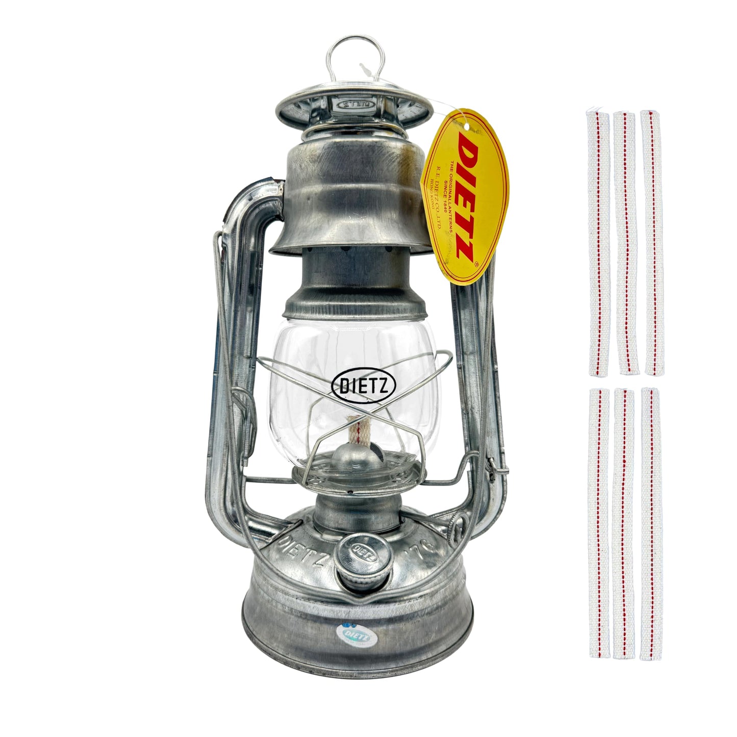 LIGHT OF MINE Galvanized Oil Lantern, Model LOM-LAMP-76, Multicolor, Includes 1/2in Replacement Wick Strips