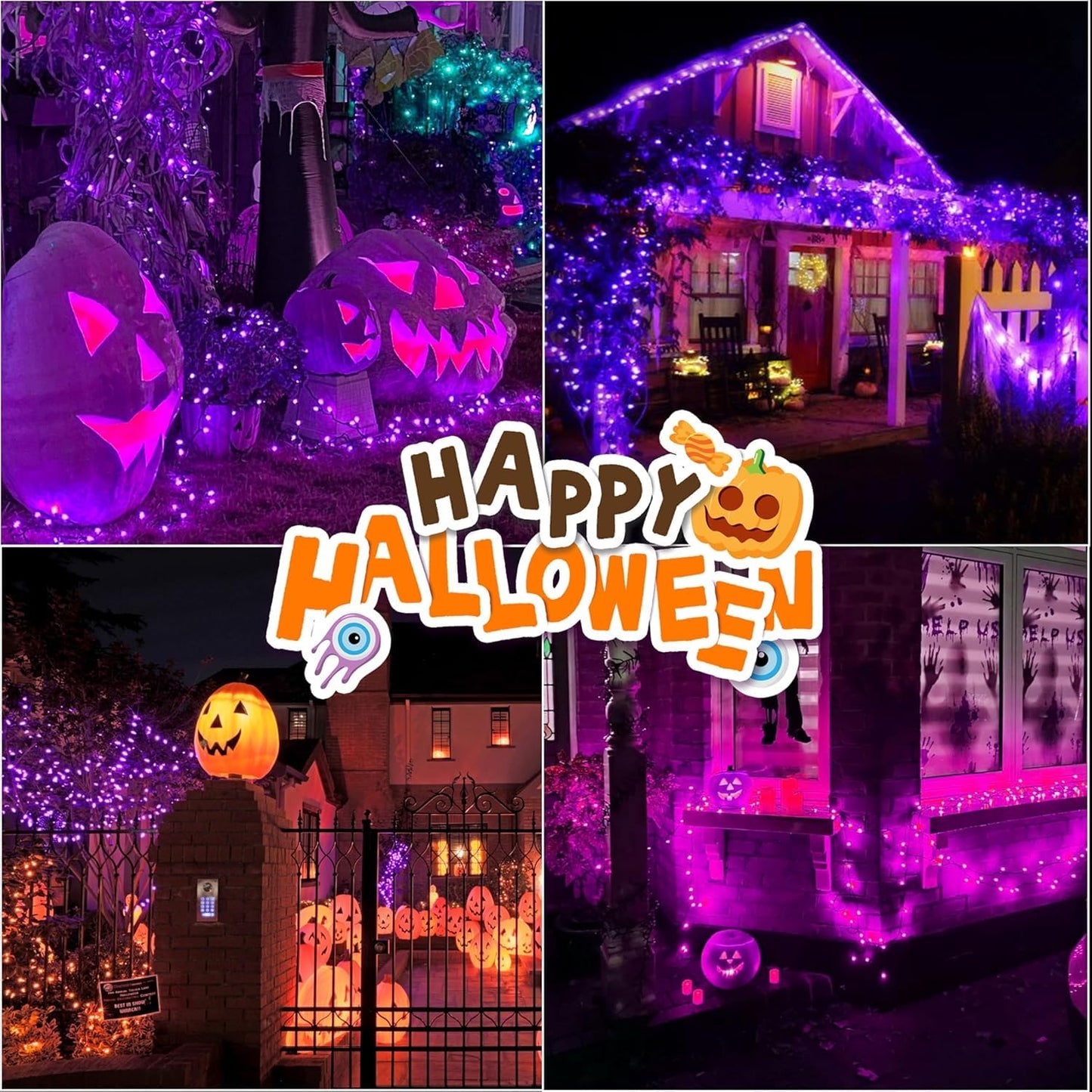 LAMPHOME Halloween Purple String Lights, 100 Mini Fairy Lights, 20Ft Brown Wire, Holiday Décor for Home, Christmas, Patio