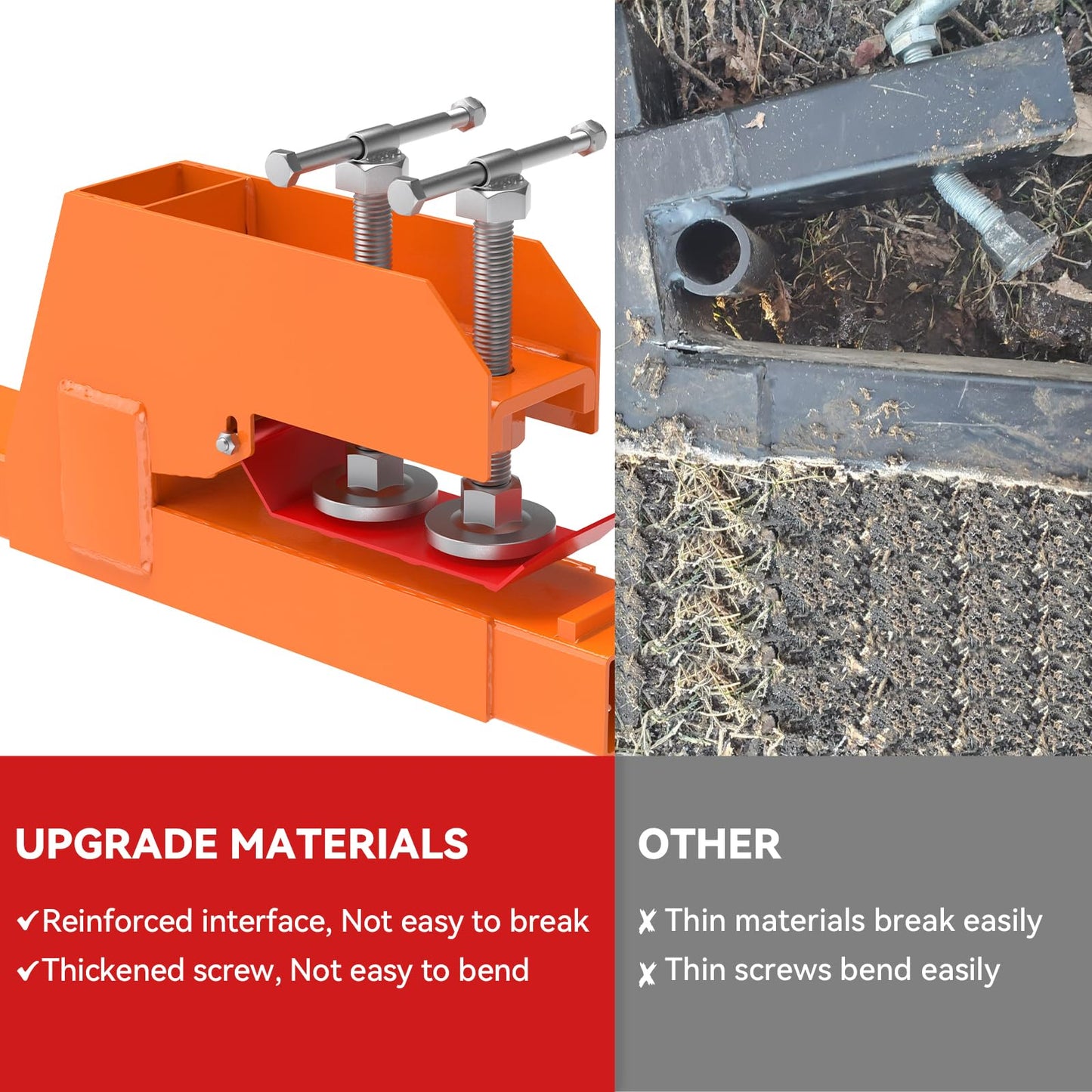 New Upgraded Clamp on Pallet Forks with Twin Round Pad Screw, Orange 60" Total Length 4000LBS Tractor Bucket Forks, Non-Slip Design Quick Attach Pallet Forks Attachment for Tractor Bucket
