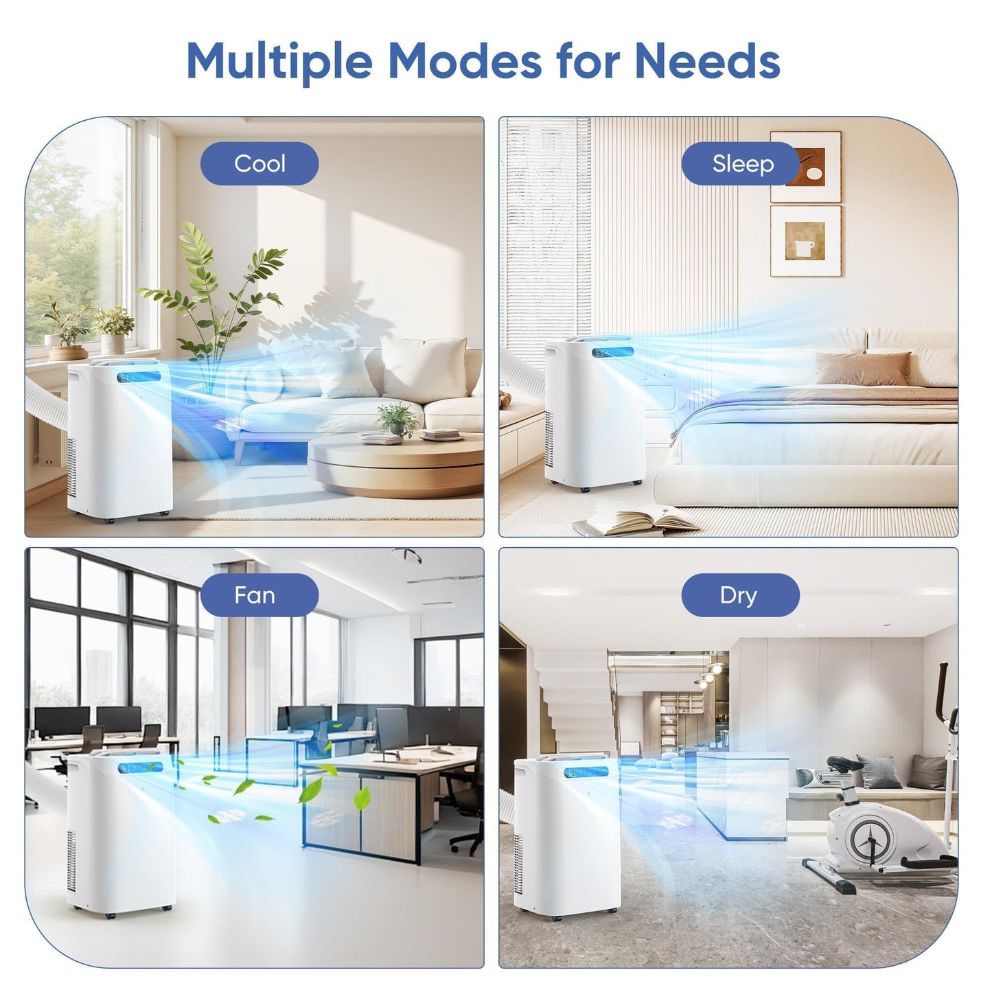 14000 BTU Portable Air Conditioners, Cools Up to 700 Sq.Ft, Portable AC Unit with Remote Control, Cooling, Fan, Dehumidification, Sleep Mode& Installation Kits for Large Rooms, White