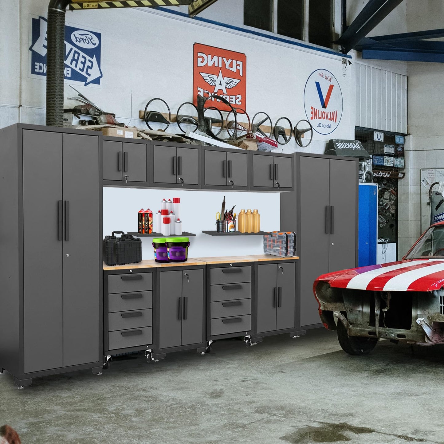 Torin 12 Piece Garage Storage Cabinet System，Workshop Cabinet Set in Black