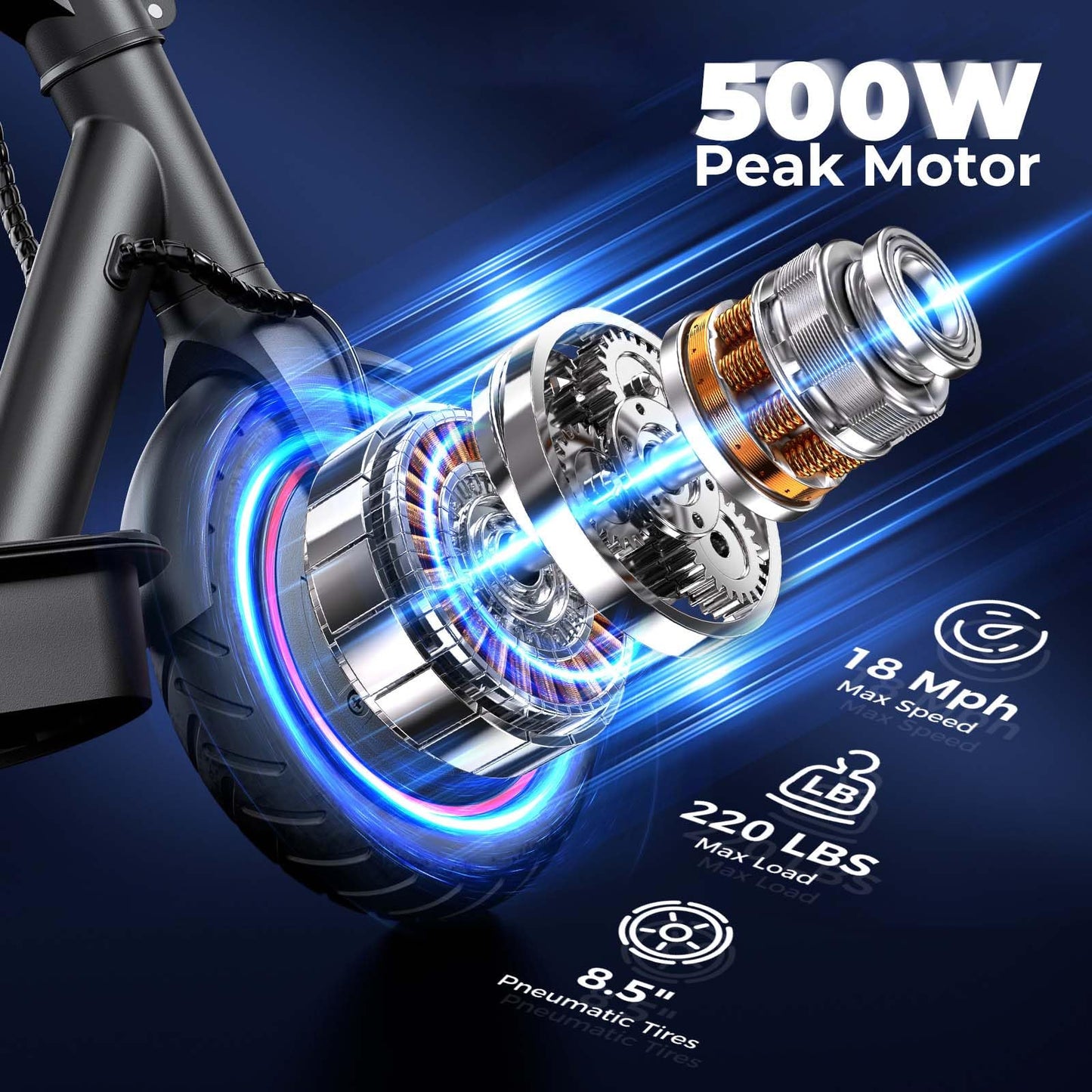 HopCycle Electric Scooters - Electric Scooter Adults, 1200W/1000W/500W Motor, 28/25/21/18 MPH Top Speed, 10''/8.5'' Tires, 28/25/23/21Miles, APP Control E Scooter for Teens Black