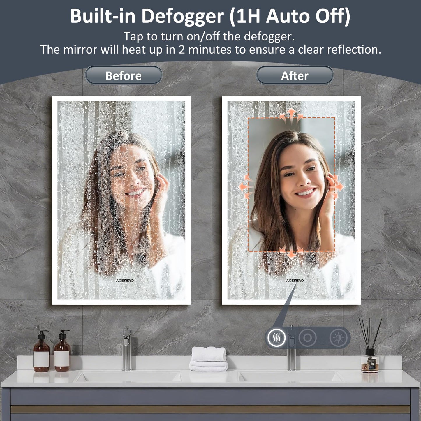 ACEMIRO 20"×30" Bathroom Mirror Cabinet, Recessed Lighted Medicine Cabinet with Mirror, Dimmable 3 Color Lights, Clock & Room Temp Display, Defogger, LED Bathroom Cabinet with Storage, Left Hinge