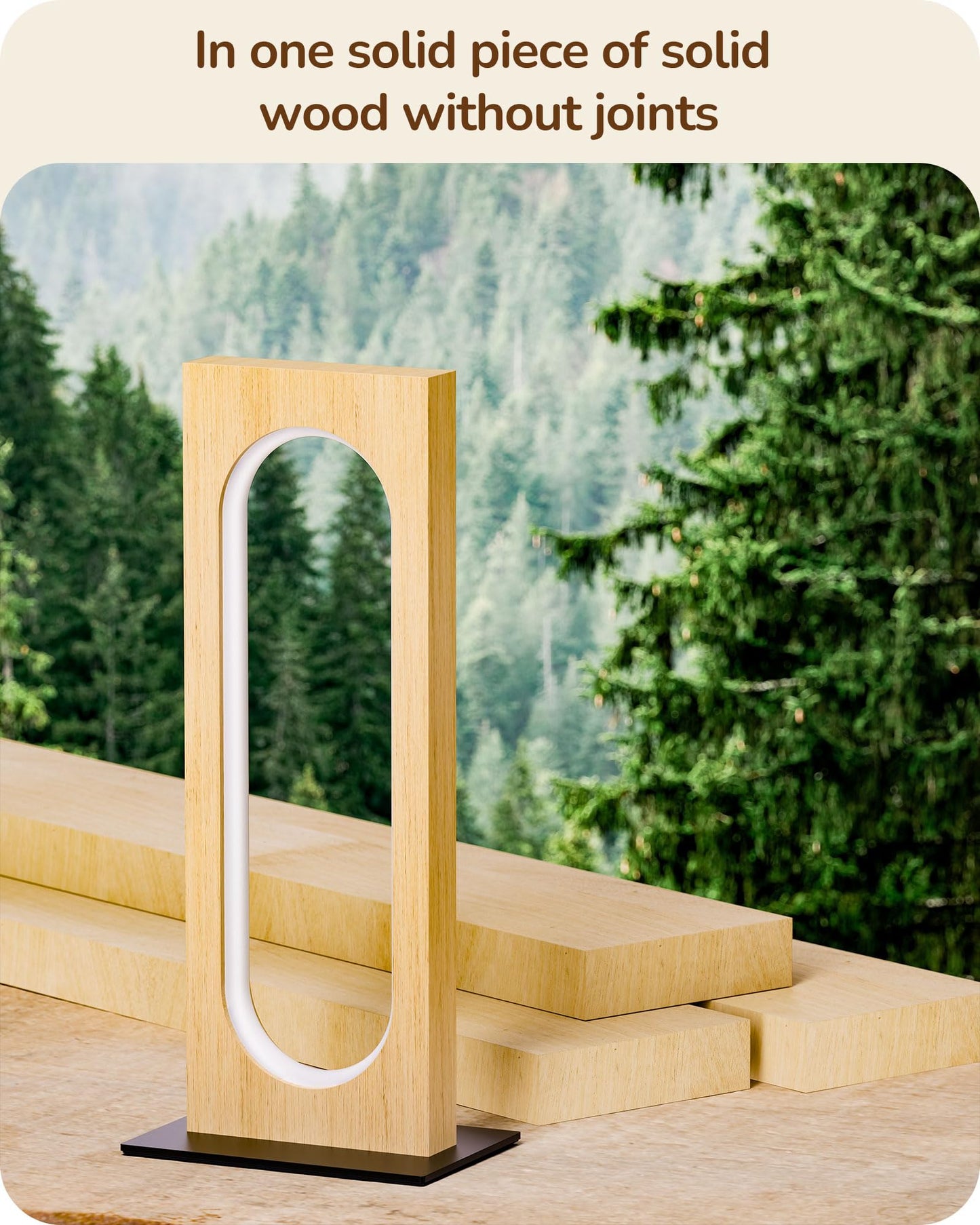 EDISHINE LED Table Lamp, Dimmable Touch Control, 3 Color Temperatures, Wooden Nightstand Lamp, Light Wood Color