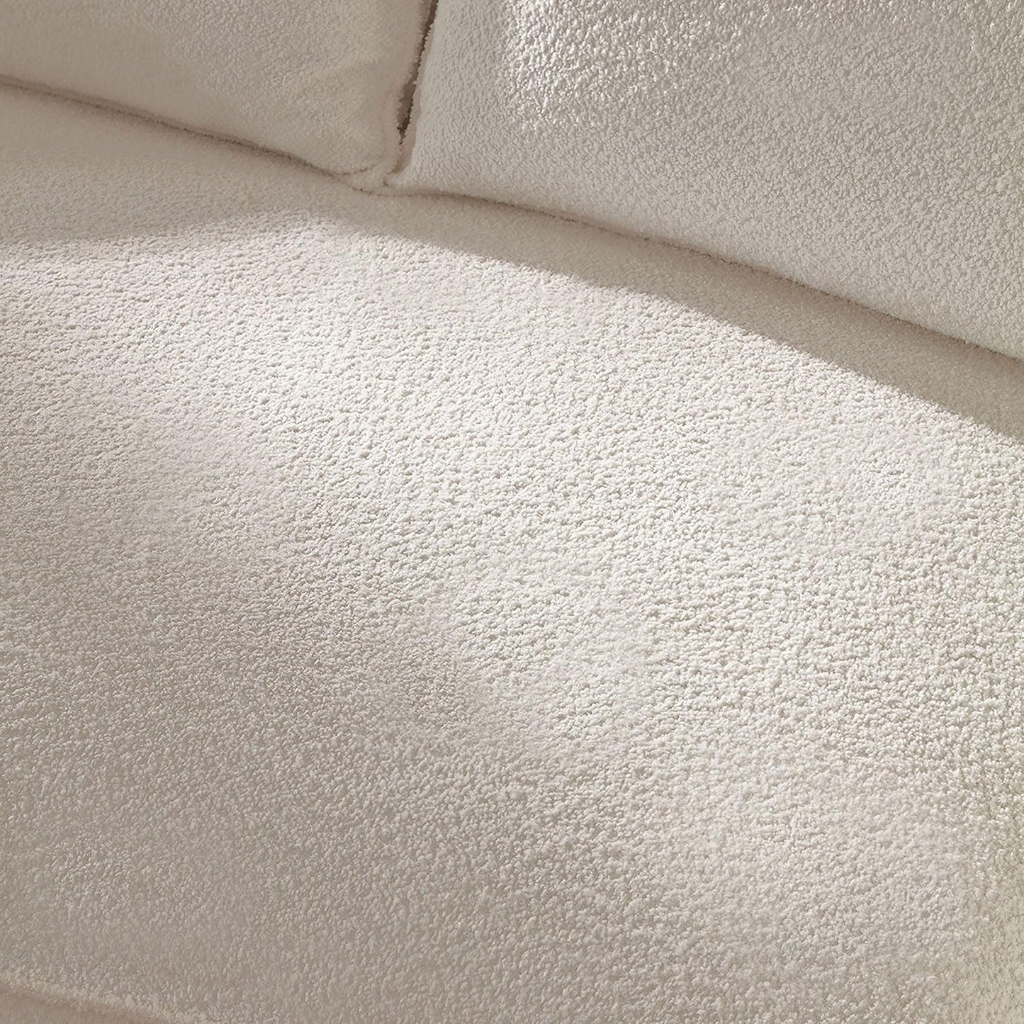 KEIKI 129" Luxury Curved Boucle Sectional Sofa with Right Chaise, Upholstered Modern Style Oversized 5-Seater Couch with Thickened Seat Cushions, Easy Assembly, for Apartment, Living Room, White