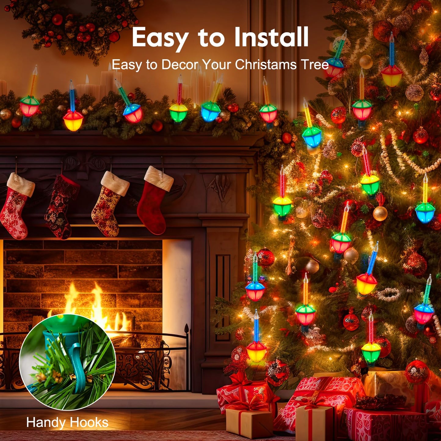Minetom Bubble String Lights, 9.5FT, 9 Bubble Bulbs, 7 Colors, Copper, Model GYPC-O75AU, Christmas Holiday Decoration